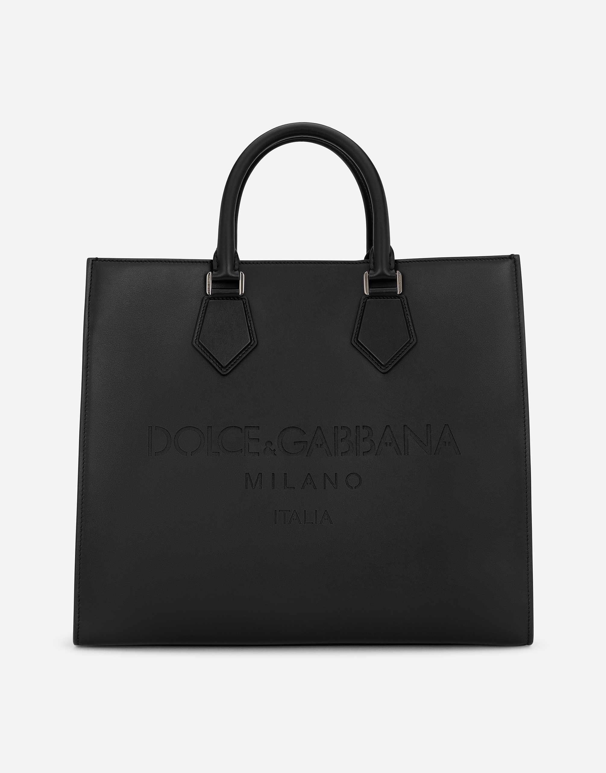 Calfskin Edge shopper with logo in Black for Men | Dolce&Gabbana®