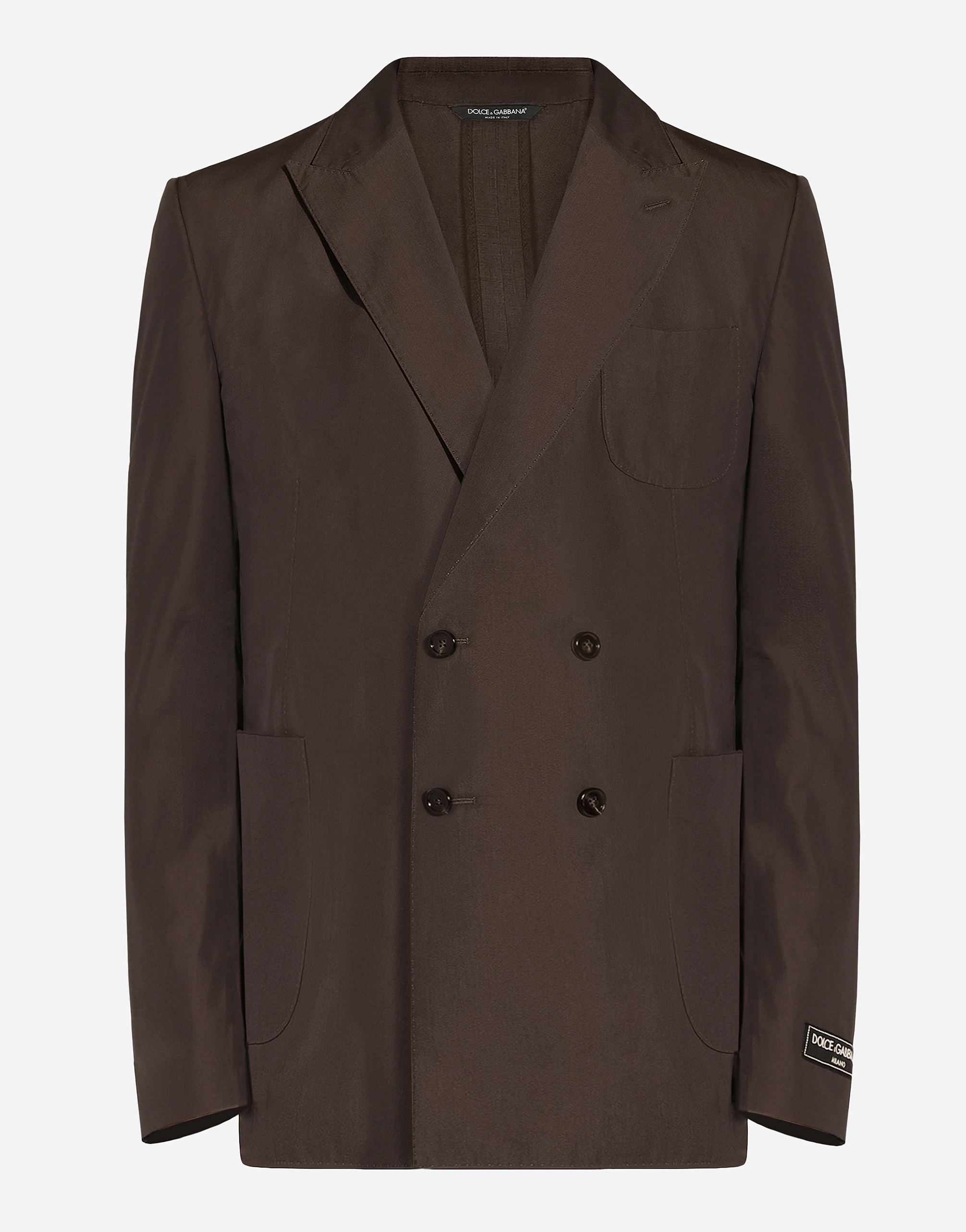 Shop Dolce & Gabbana Double-breasted Poplin Portofino-fit Jacket In Brown