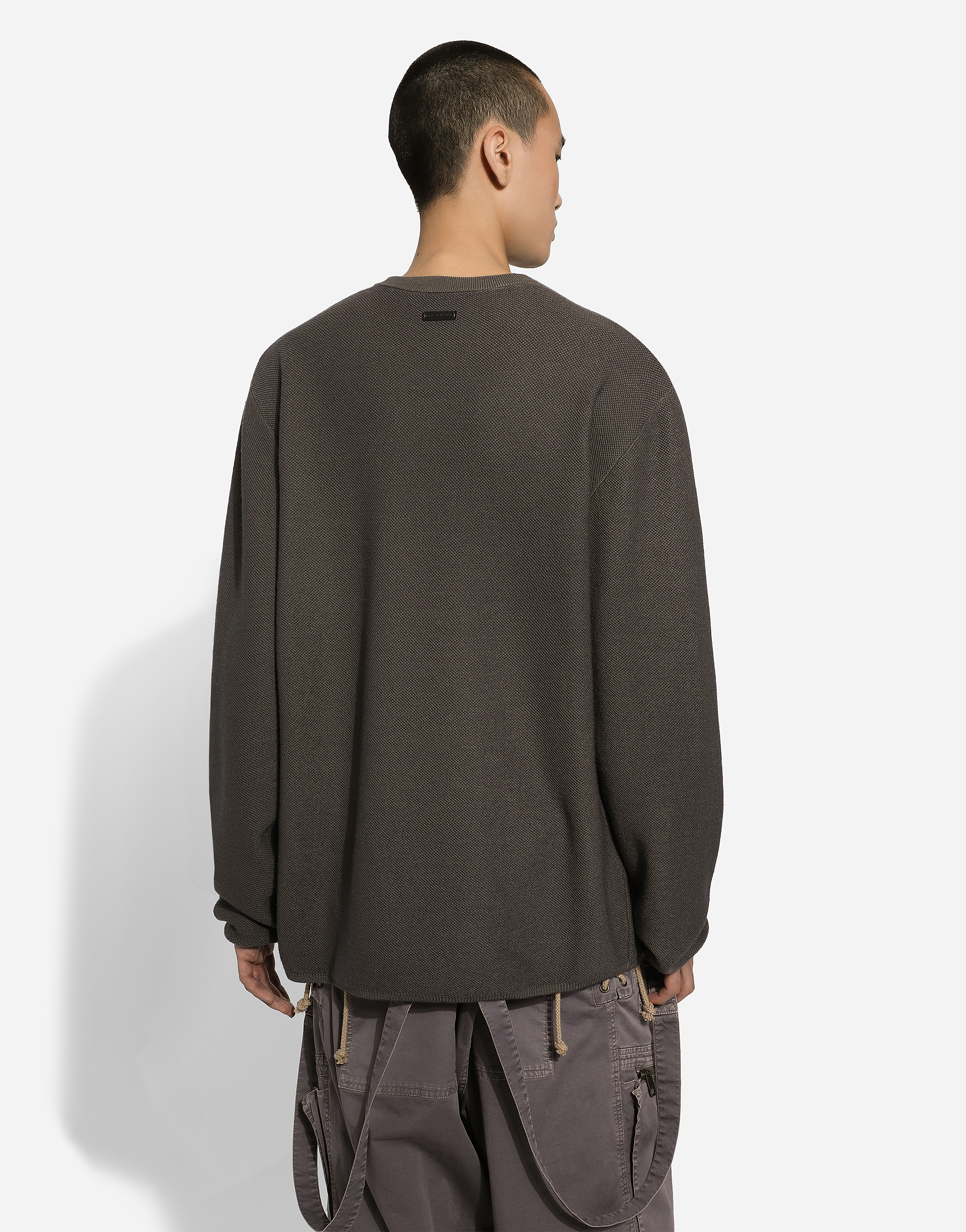 Shop Dolce & Gabbana Wool Round-neck Sweater In Grey