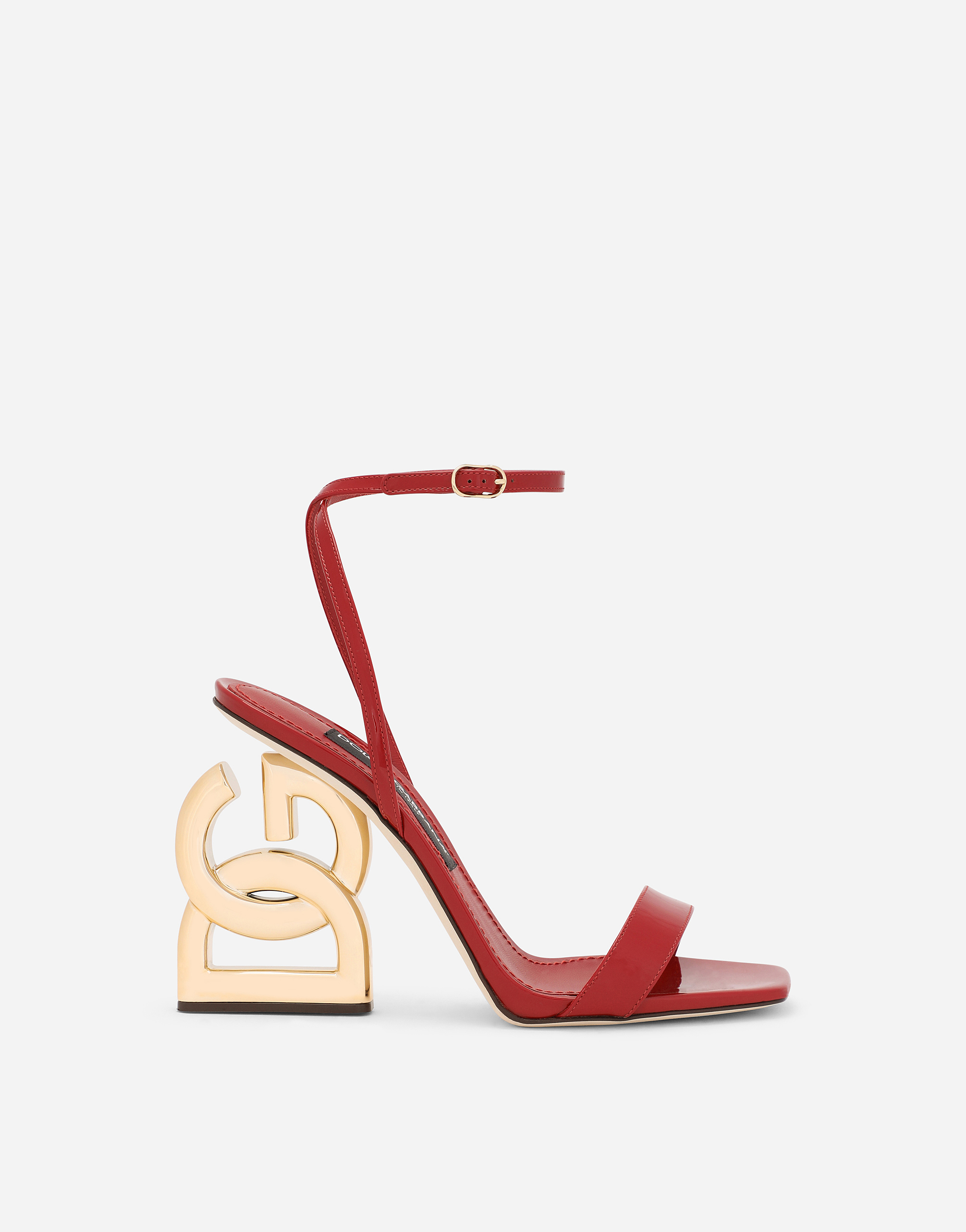 Patent leather sandals with 3.5 heel in Red for Women Dolce Gabbana