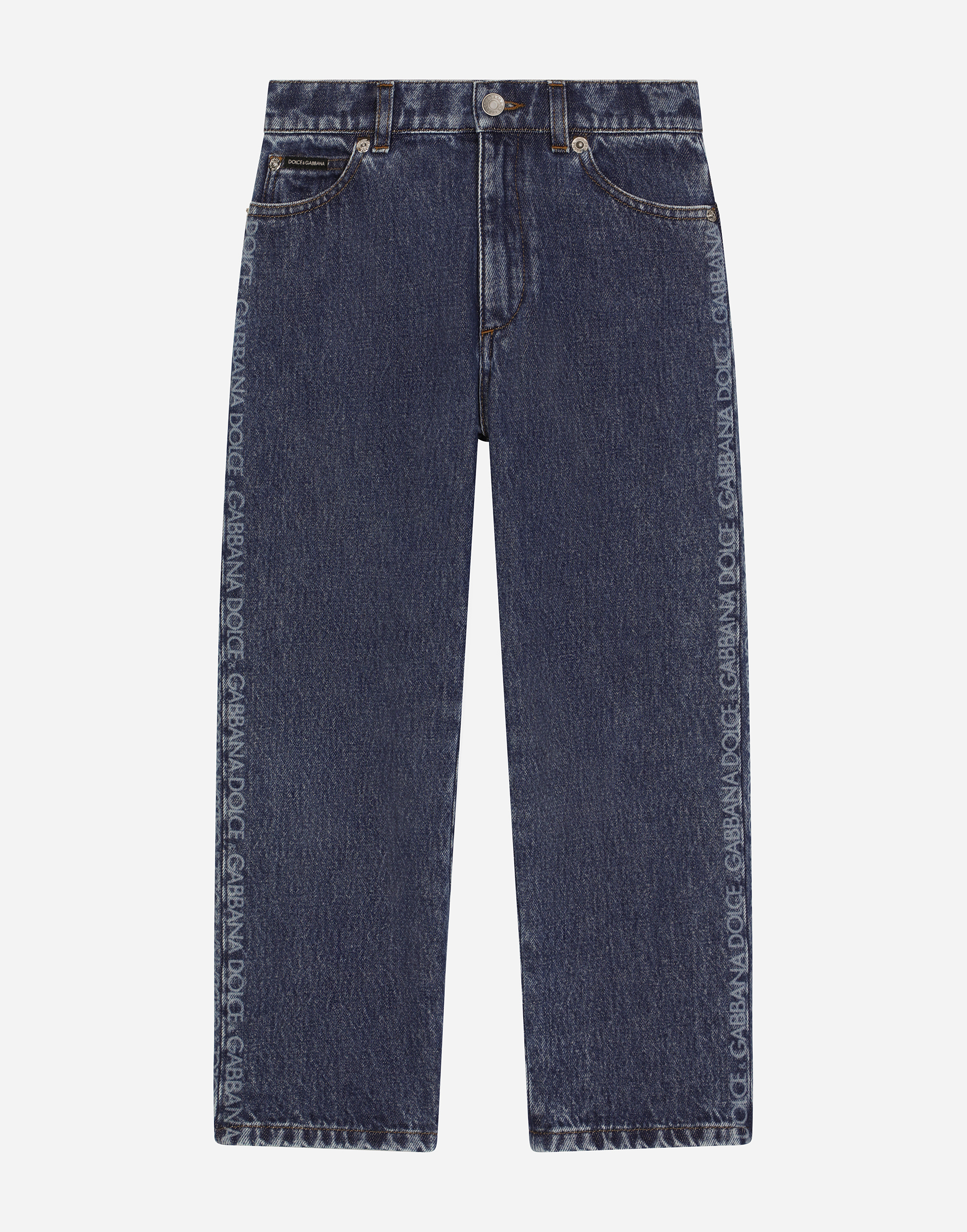 Shop Dolce & Gabbana 5-pocket Denim Jeans With Dolce&gabbana Logo In Multicolor