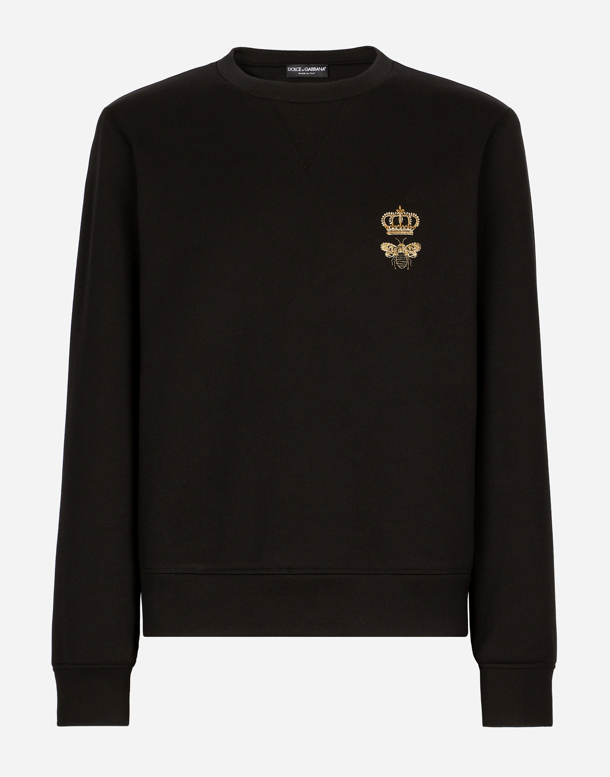 Cotton jersey sweatshirt with embroidery en Noir de Hombre Dolce Gabbana