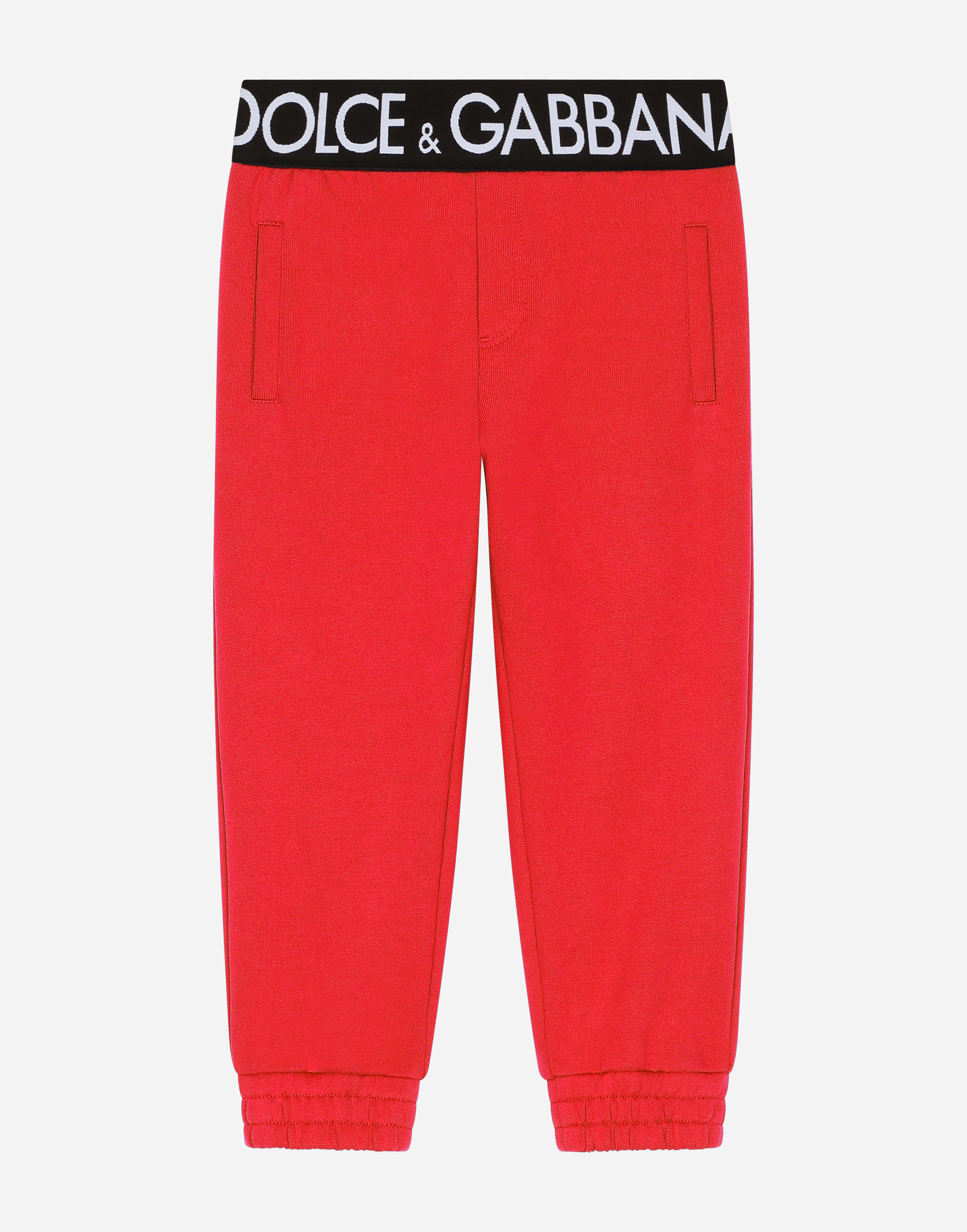 Dolce & Gabbana Kids' Jersey Jogging Pants With Branded Elastic In Red