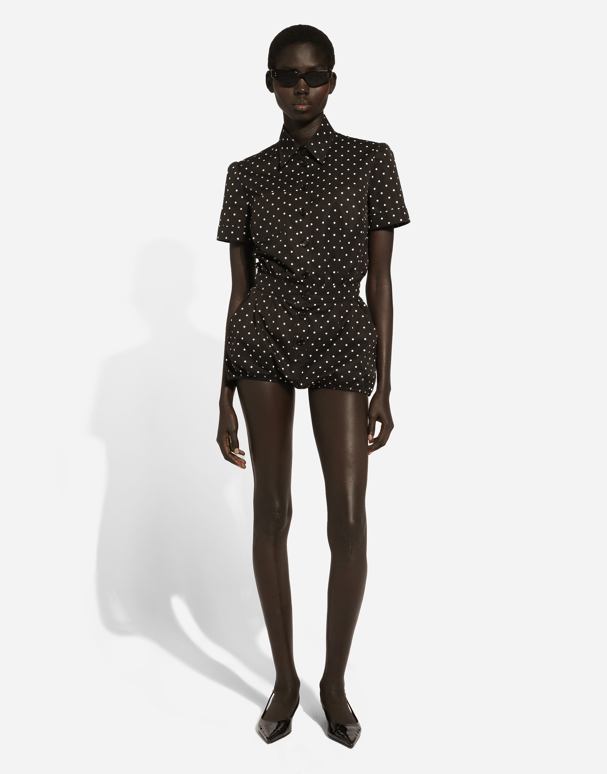 Shop Dolce & Gabbana Cotton Playsuit With Polka-dot Print In プリ