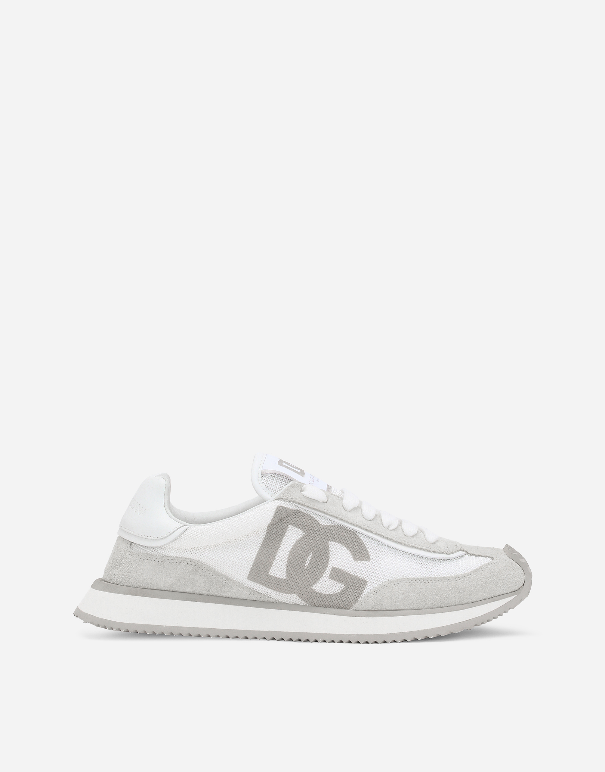 Shop Dolce & Gabbana Mixed-material Dg Cushion Sneakers In Bianco