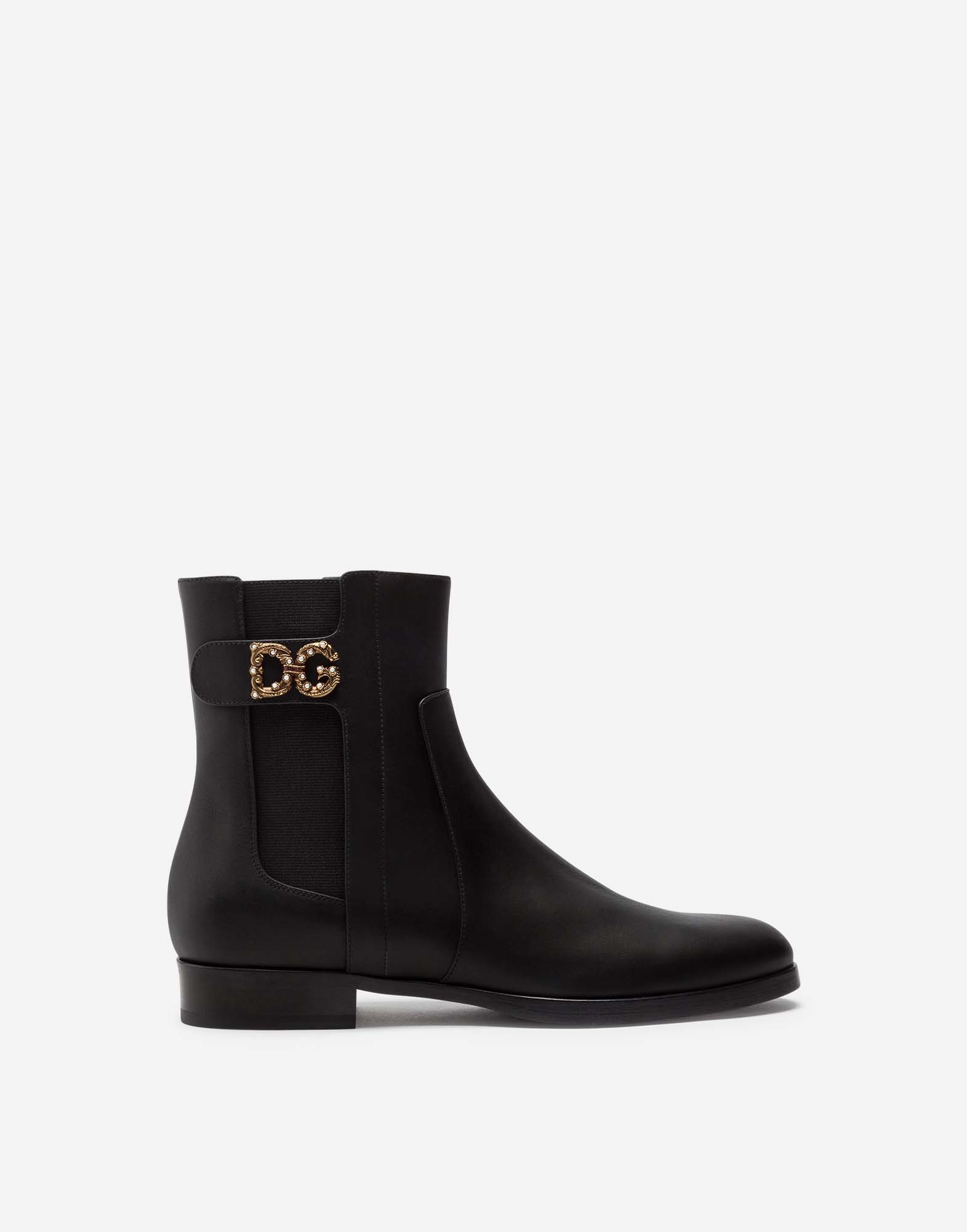CALFSKIN NAPPA CHELSEA BOOTS WITH DG LOGO