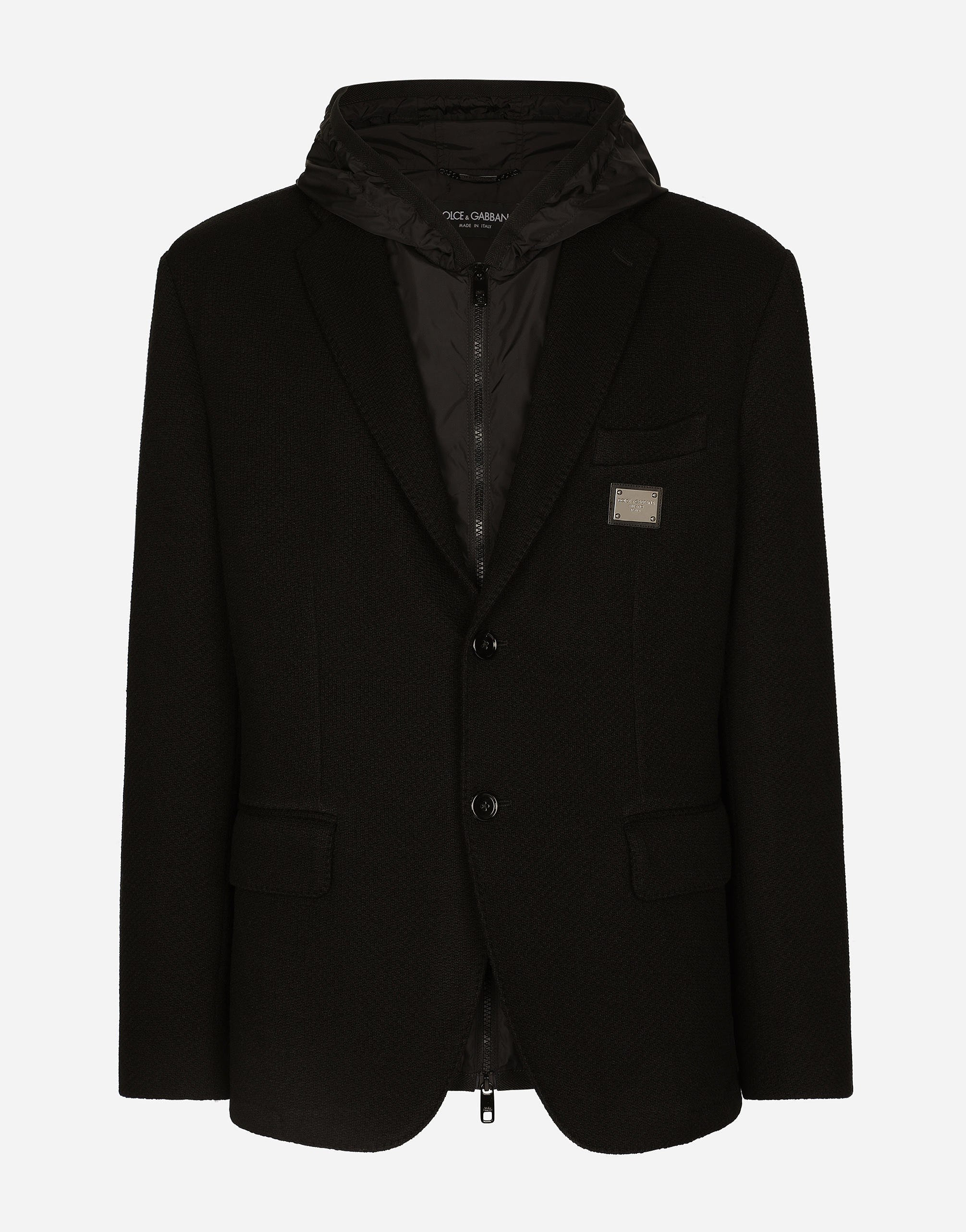 Dolce & Gabbana Hooded Jersey Jacket And Nylon Waistcoat In Black