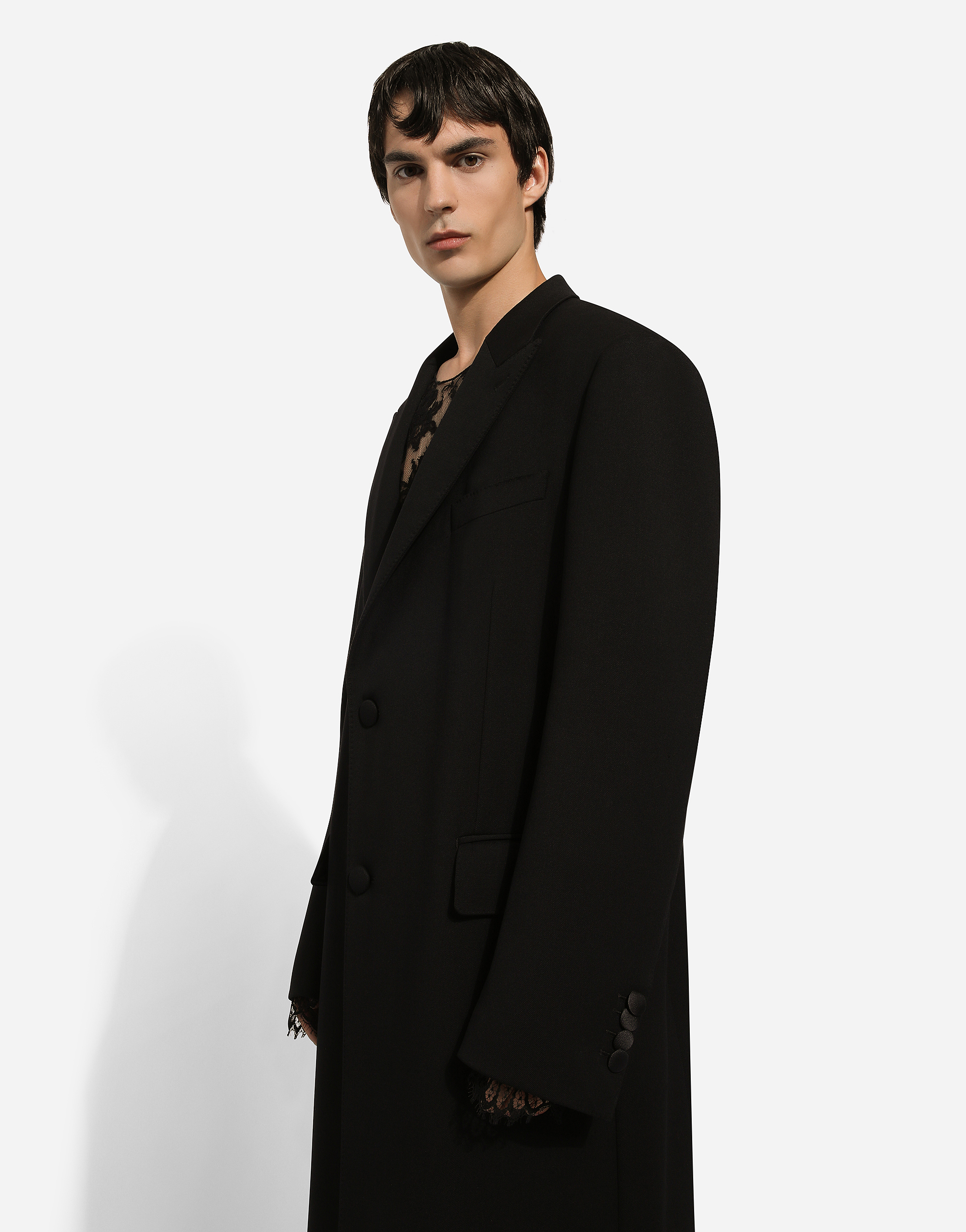 Shop Dolce & Gabbana Single-breasted Double-face Stretch Wool Coat In Black