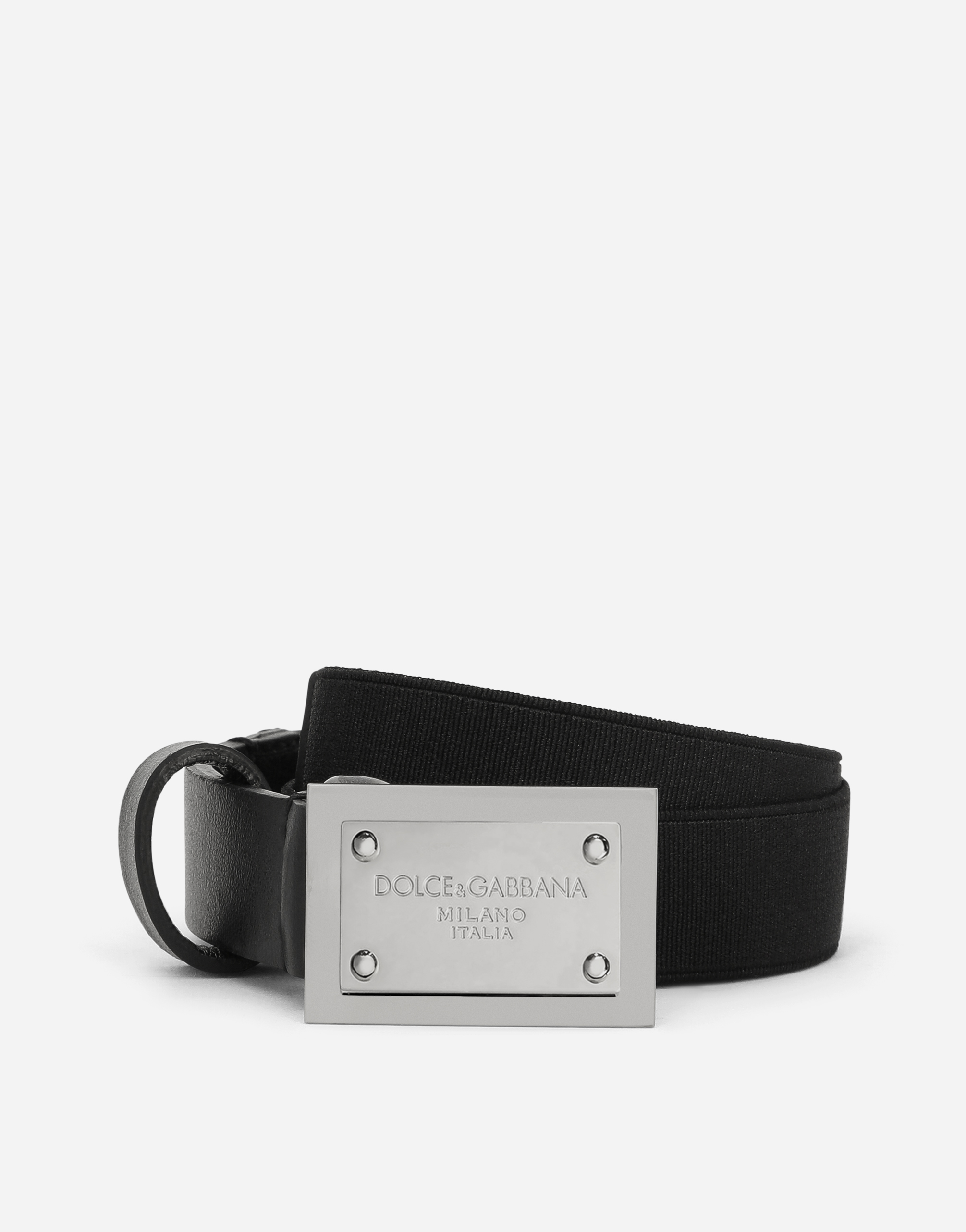 ブラックのボーイズ Belt with logo tag | Dolce&Gabbana®