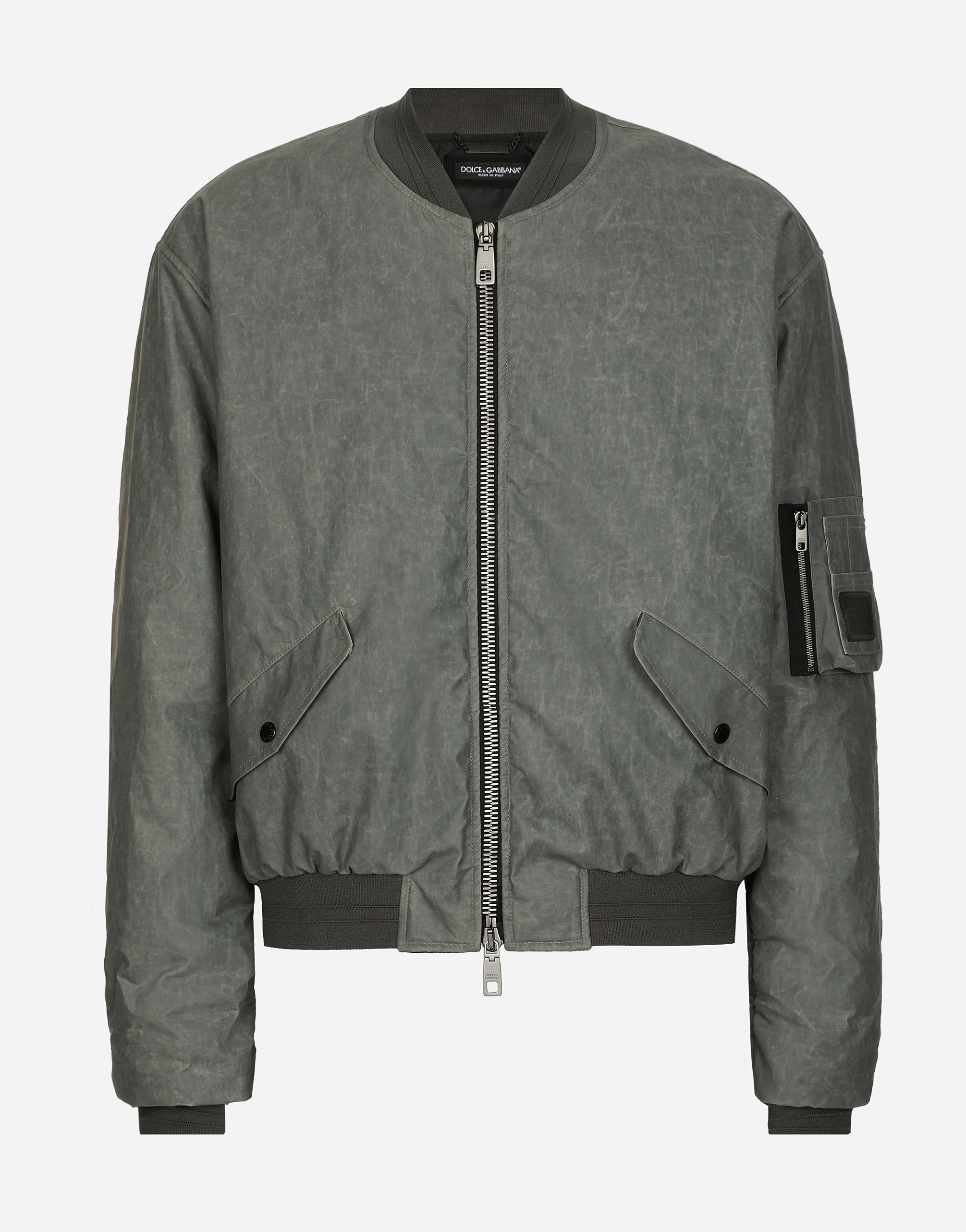 Shop Dolce & Gabbana Oversize Linen Bomber Jacket In Grey