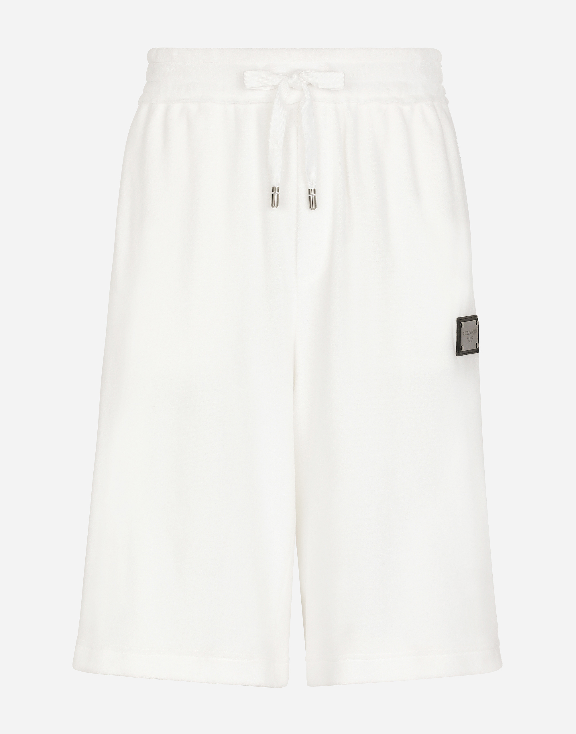 DOLCE & GABBANA JERSEY TERRY JOGGING SHORTS WITH LOGO PLATE