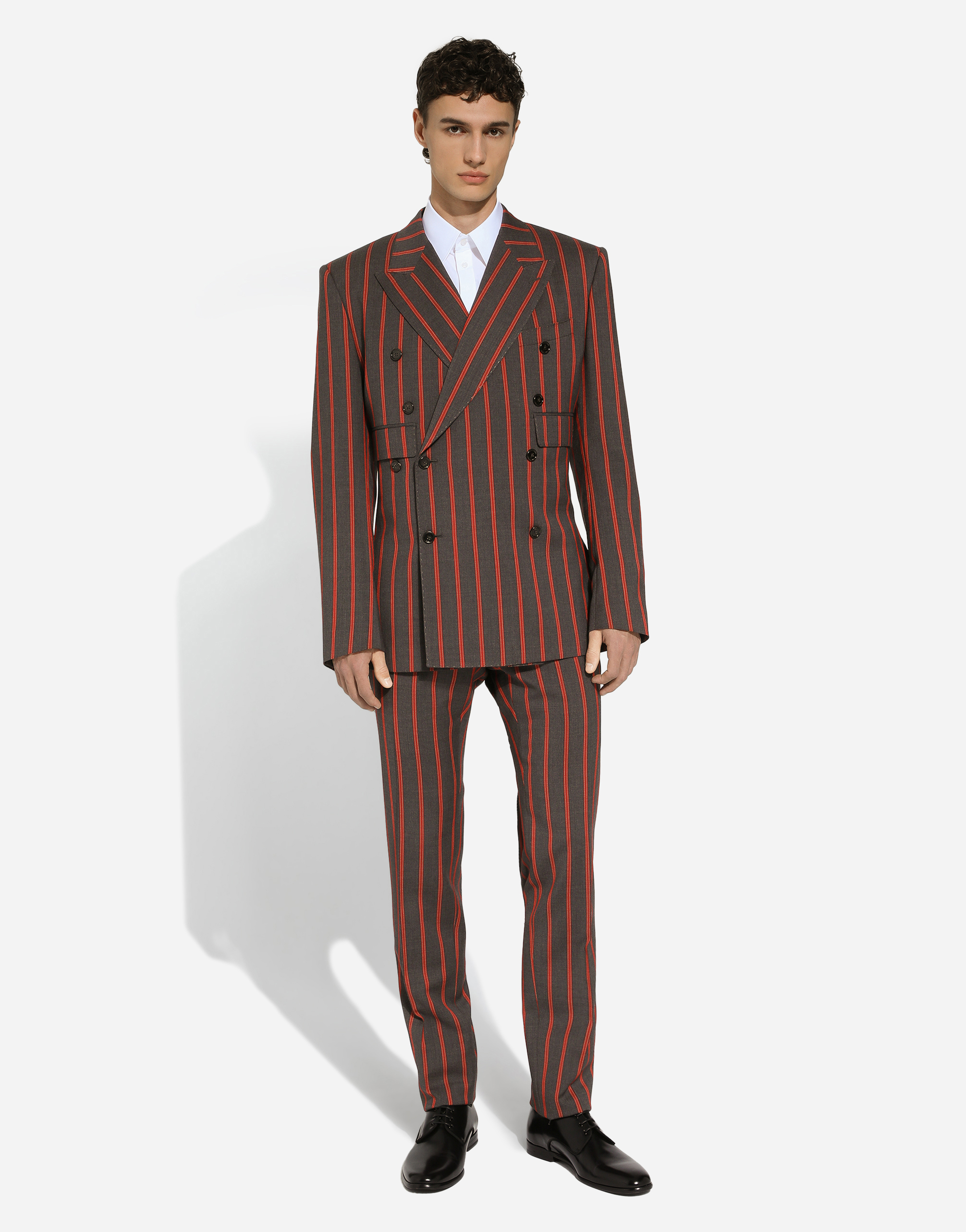 Double-breasted wool Sicilia-fit suit with leopard print in