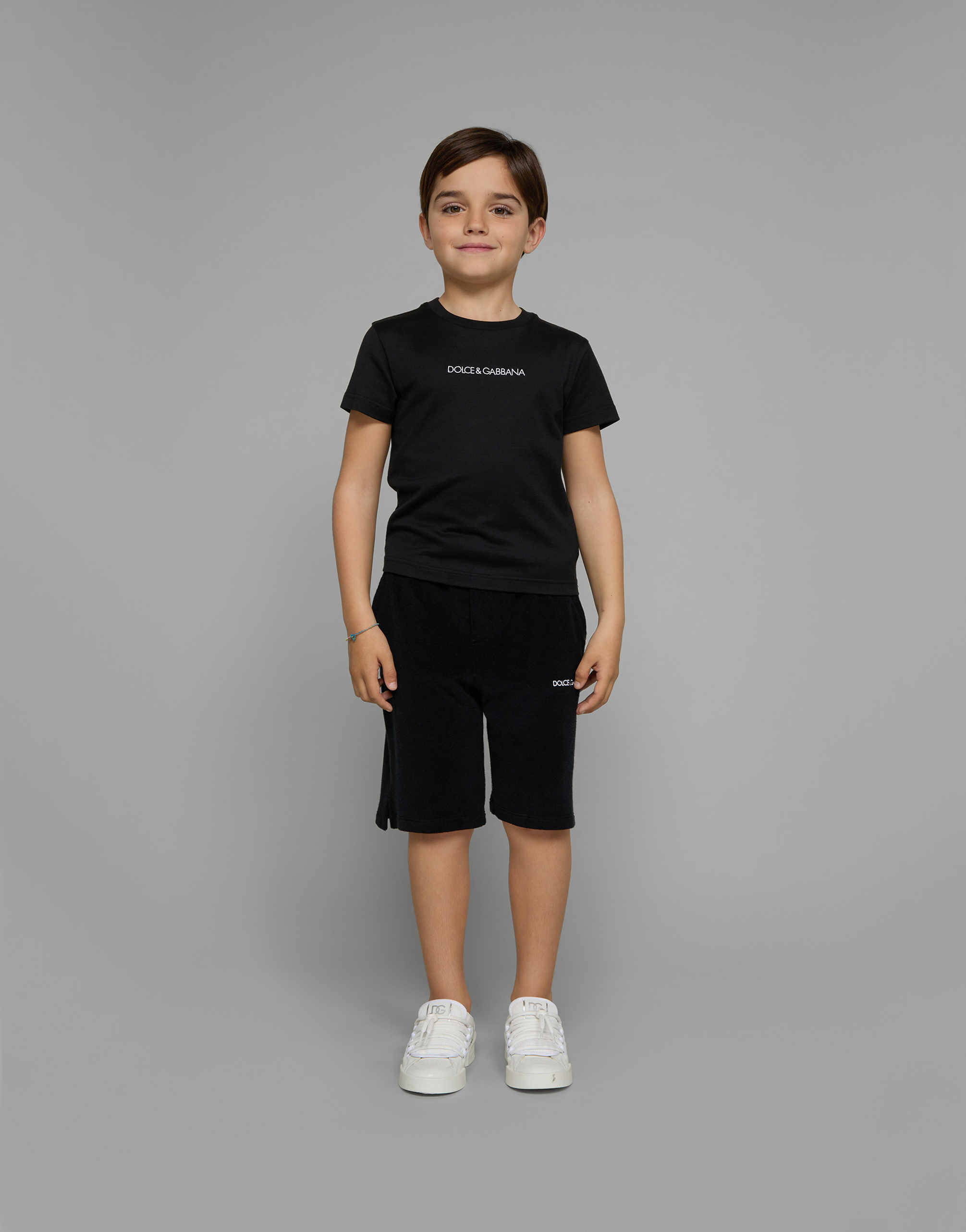 Dolce & Gabbana Logo Embroidered Black T-shirt Short Sleeve