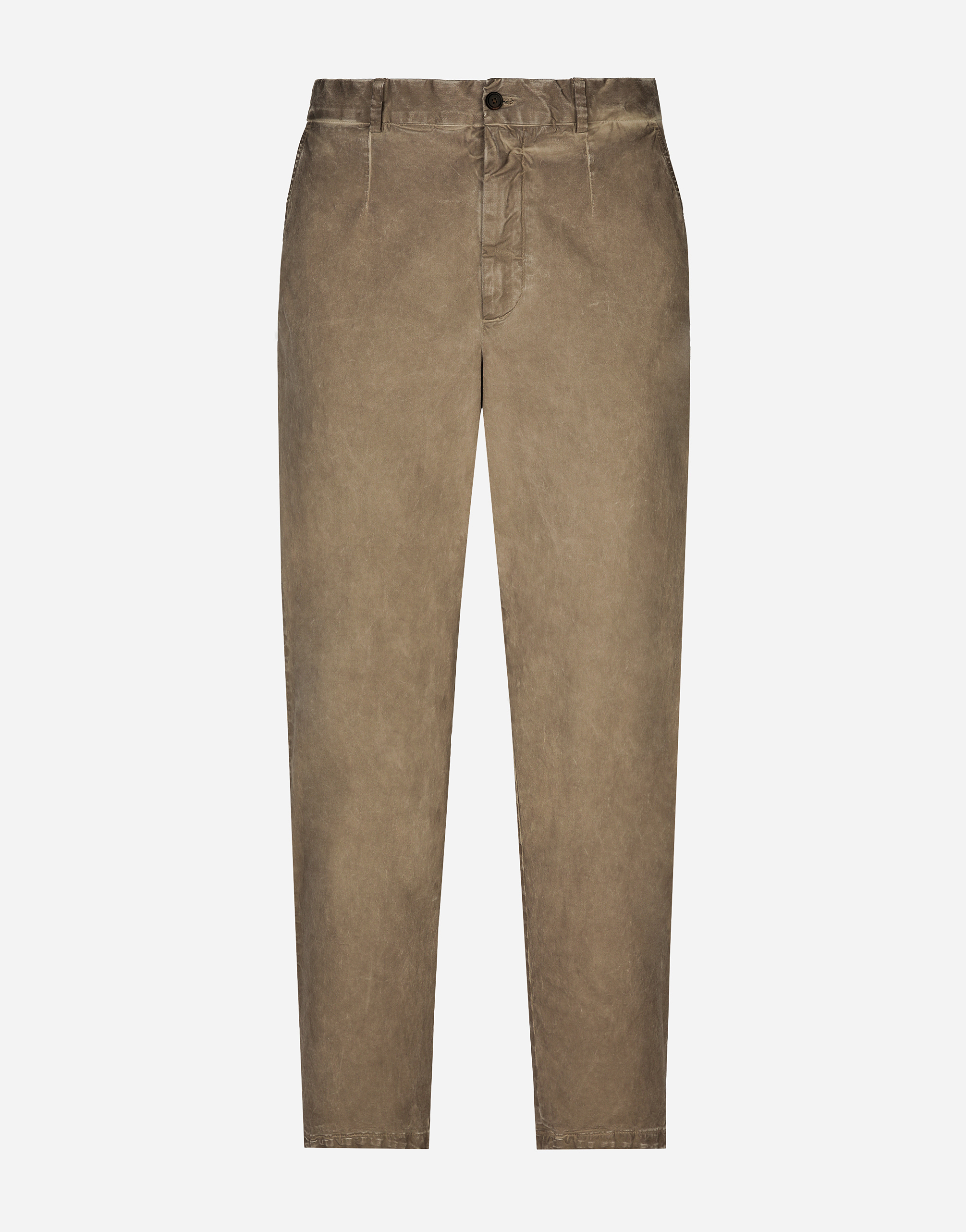 Shop Dolce & Gabbana Garment-dyed Cotton Pants In ベージュ