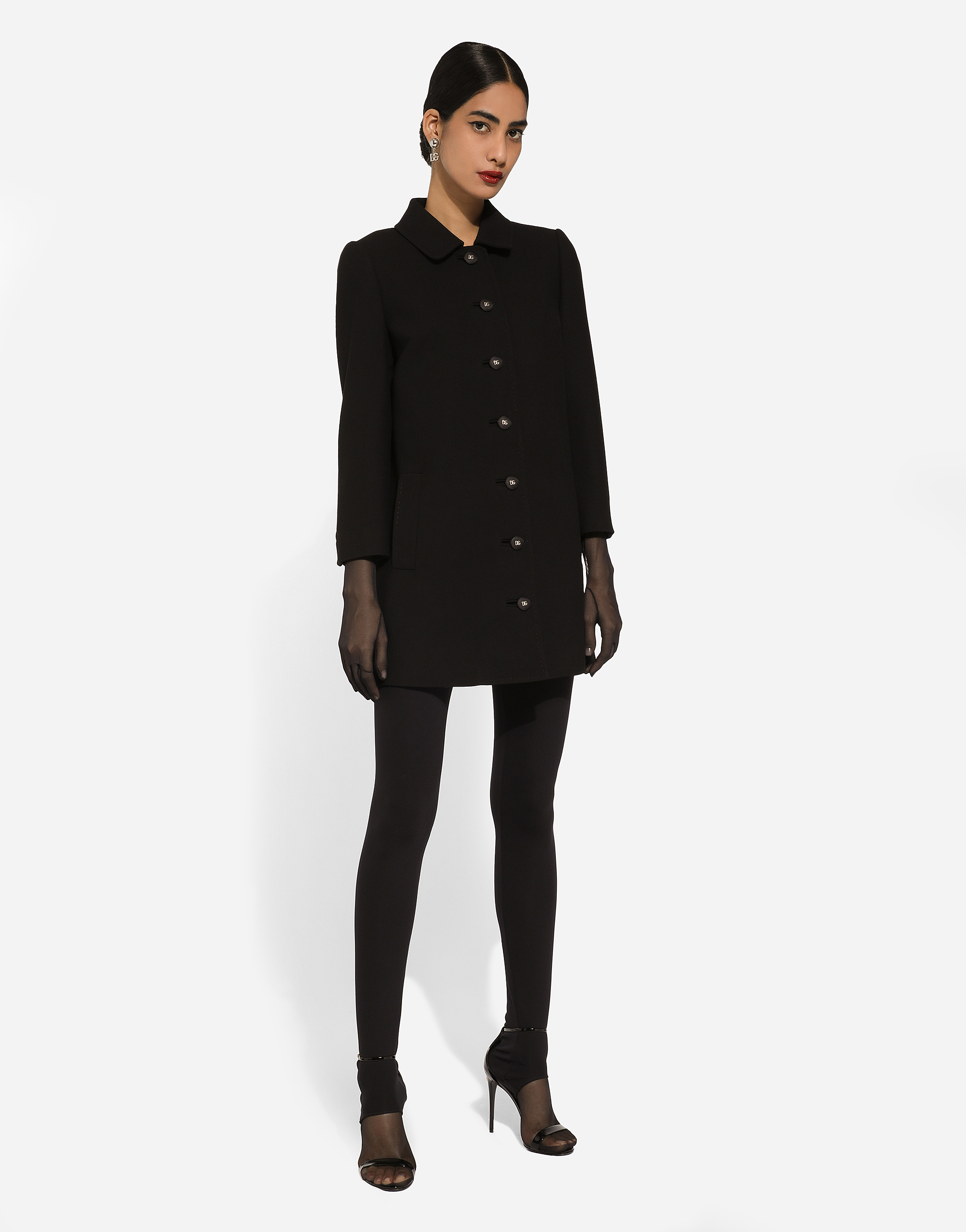 Shop Dolce & Gabbana Short Woolen Coat In Black