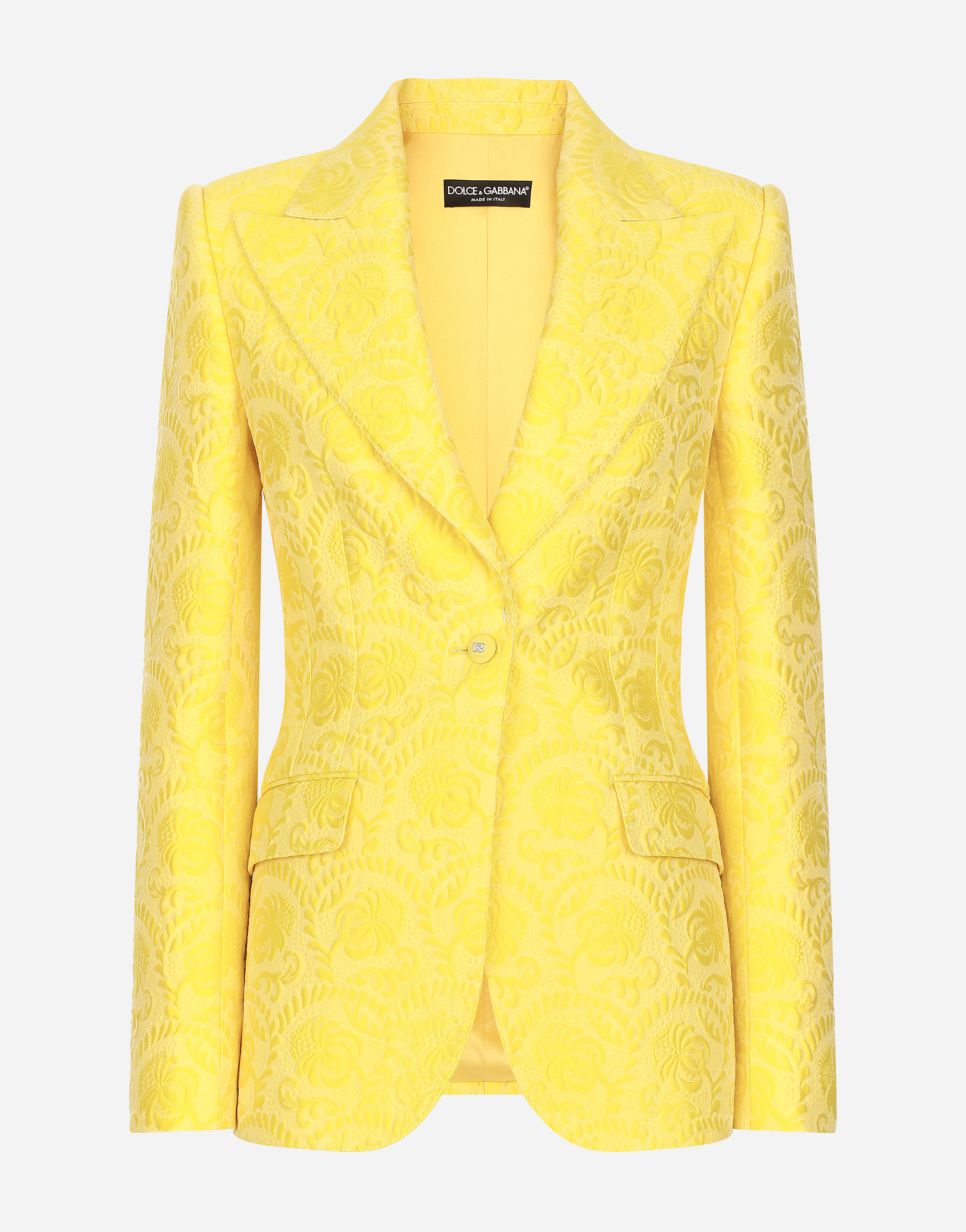 Single-breasted floral brocade Turlington jacket