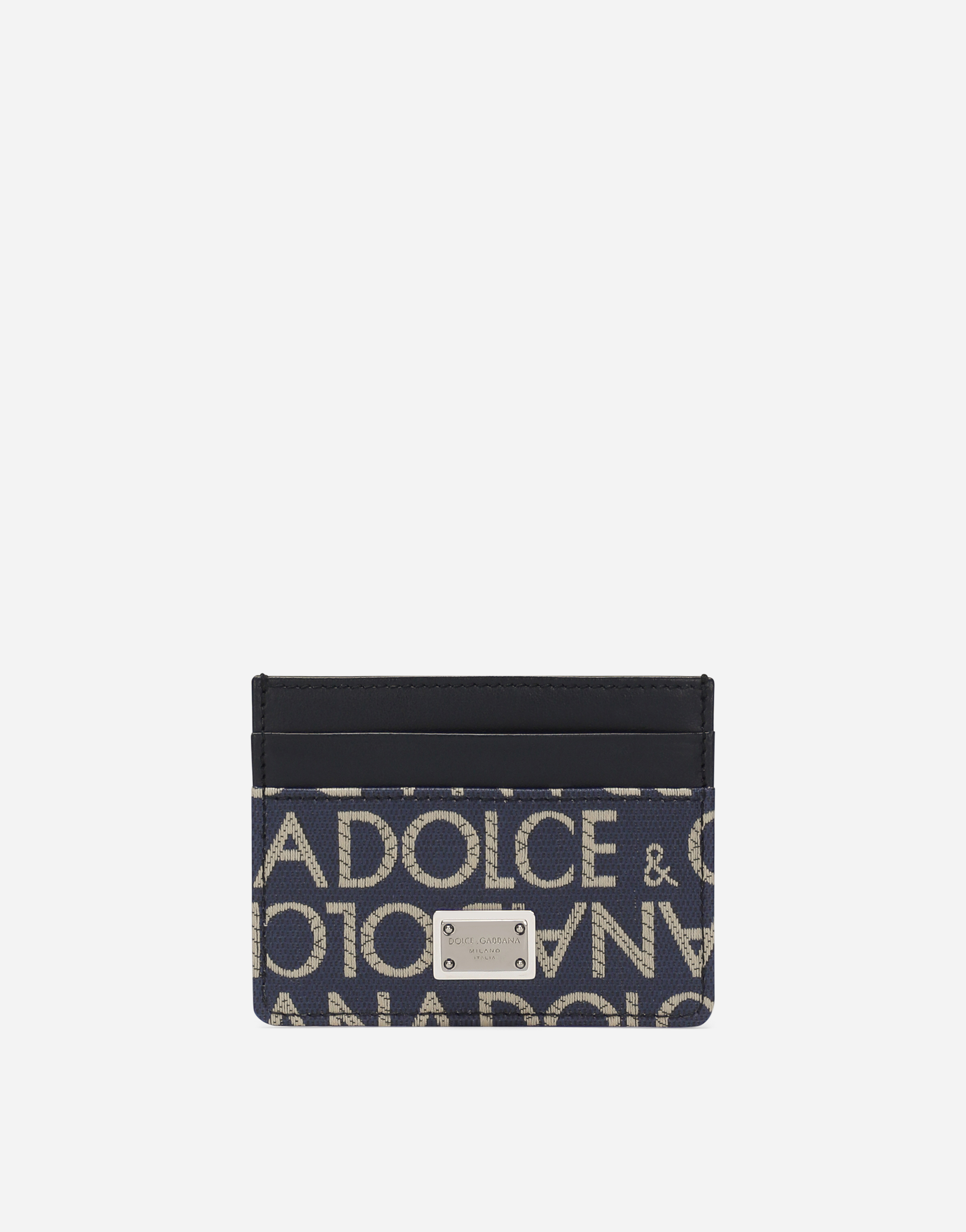 Shop Dolce & Gabbana Coated Jacquard Card Holder In ブルー