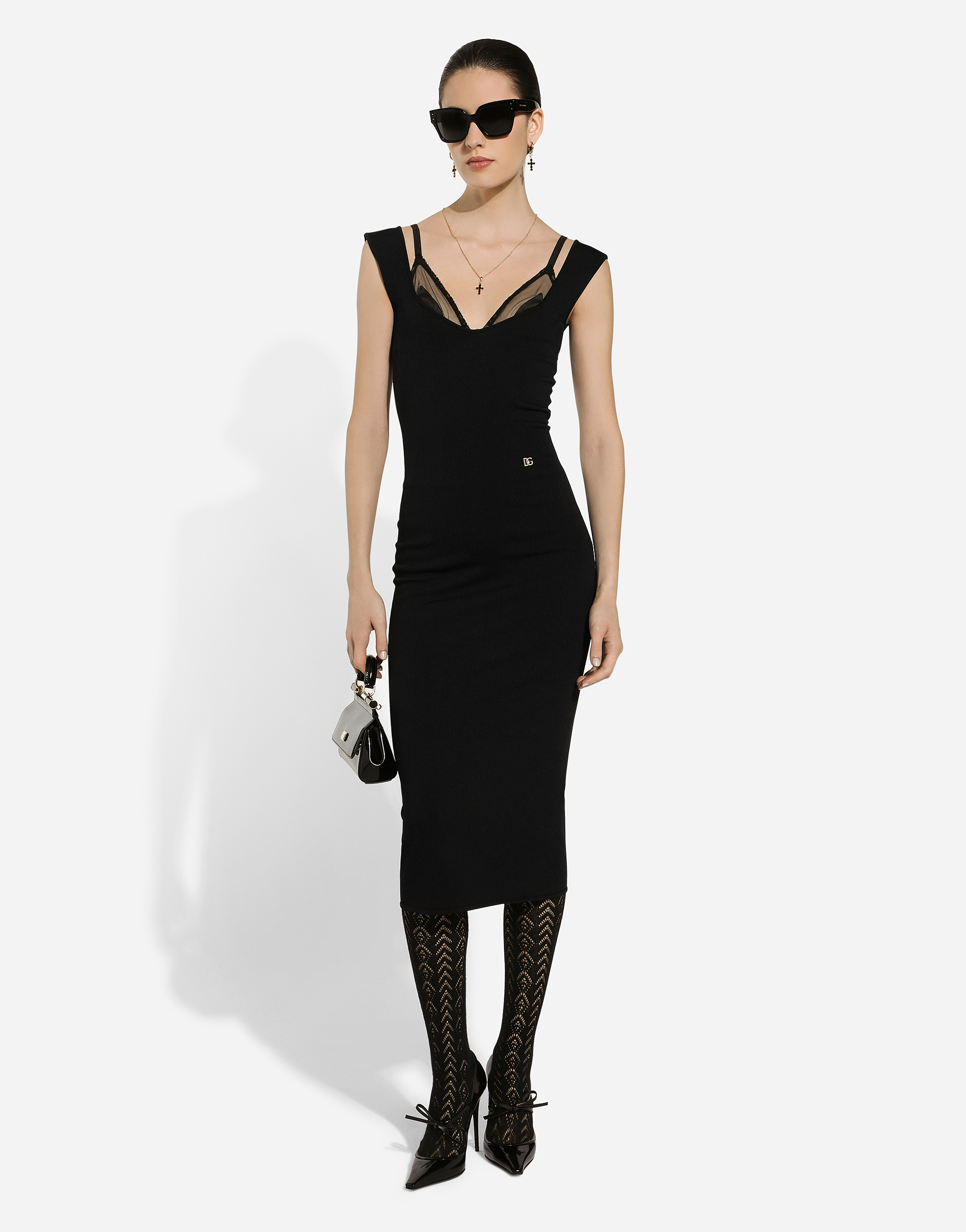 Shop Dolce & Gabbana Sleeveless Viscose Knit Dress In Black