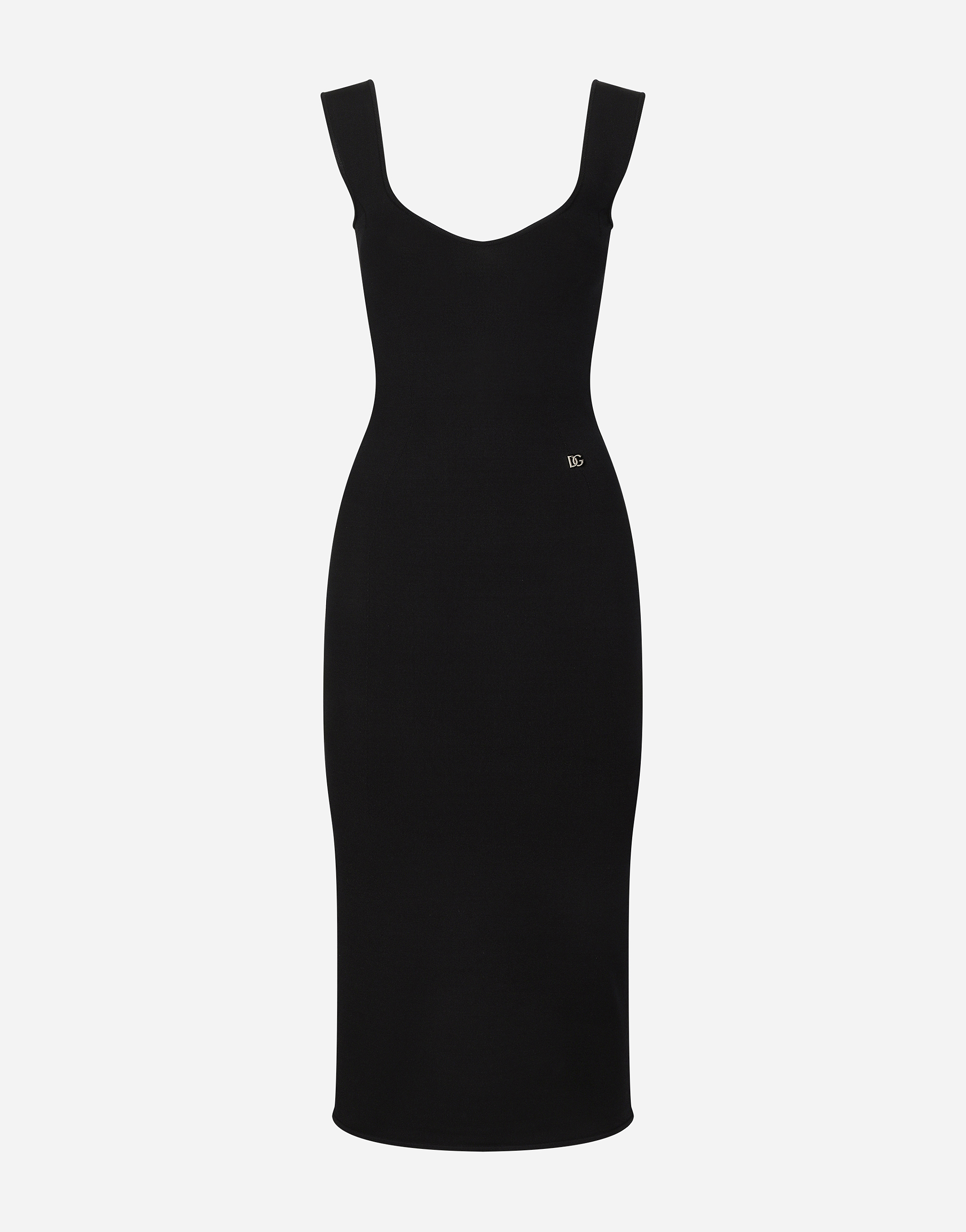 Shop Dolce & Gabbana Sleeveless Viscose Knit Dress In Black