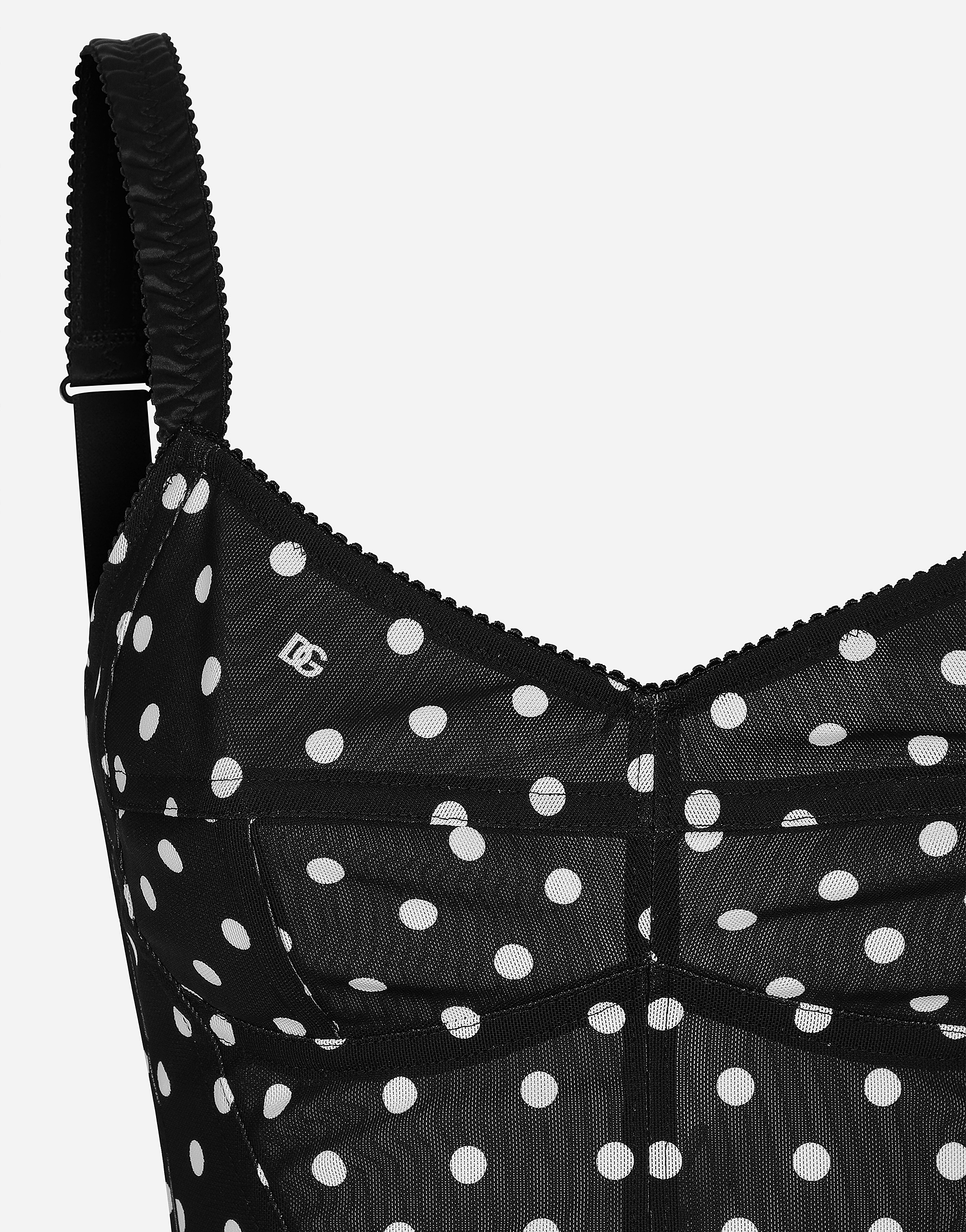 Shop Dolce & Gabbana Polka-dot Marquisette Minidress With Corset Details In プリ