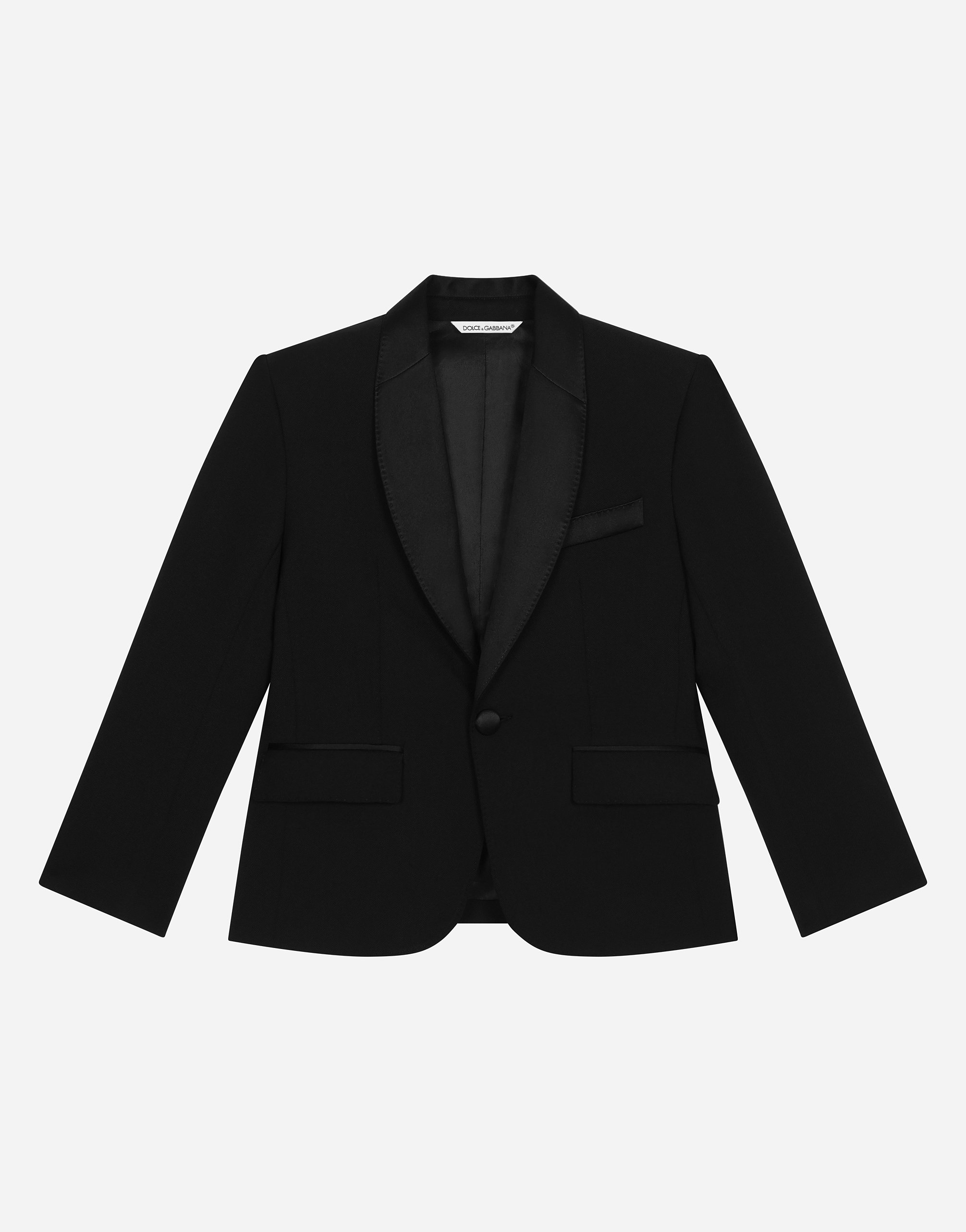 Blackのボーイズ Single-breasted wool jacket with duchesse details | Dolce&Gabbana ®