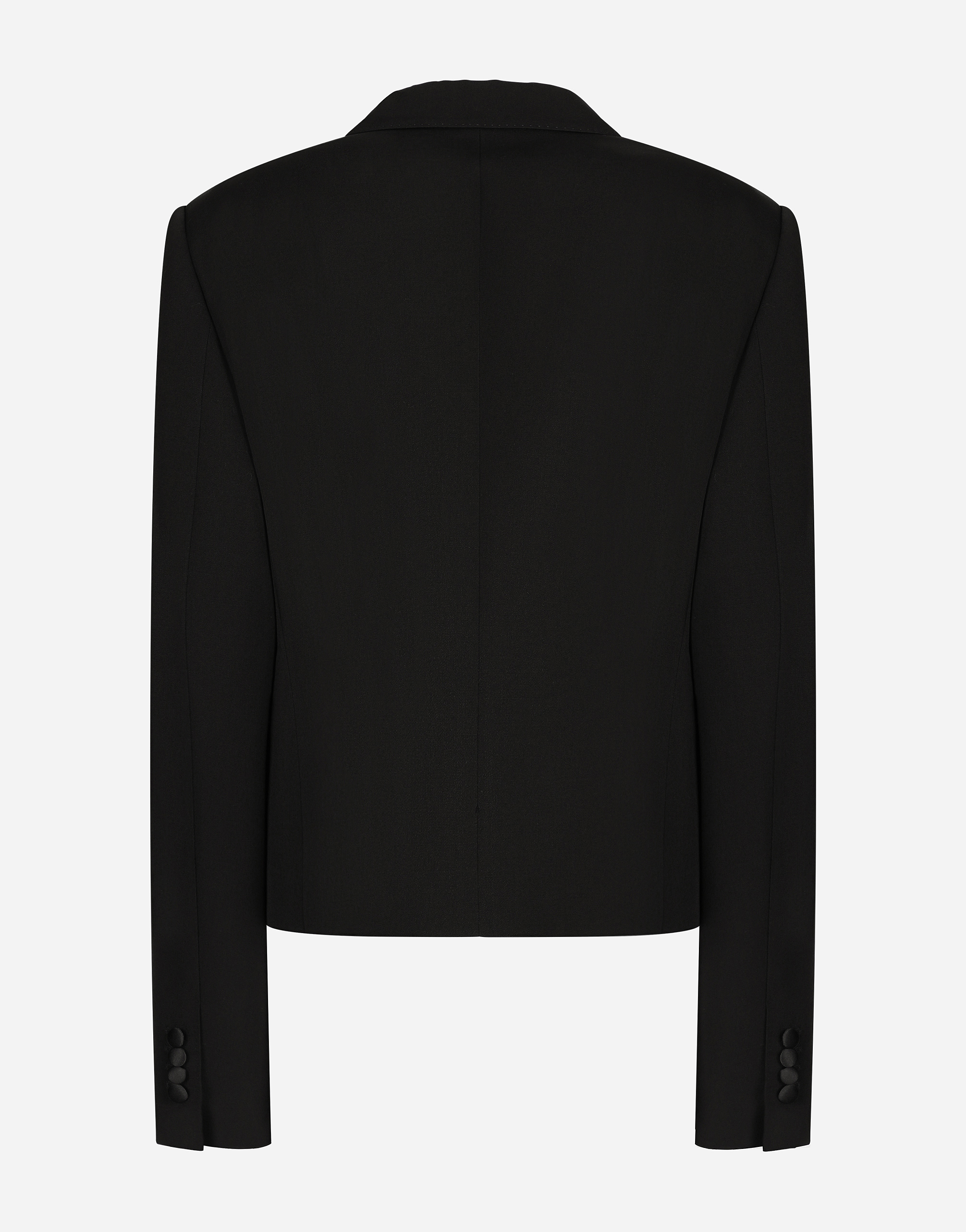 Shop Dolce & Gabbana Short Double-breasted Wool Gabardine Tuxedo Jacket In Black