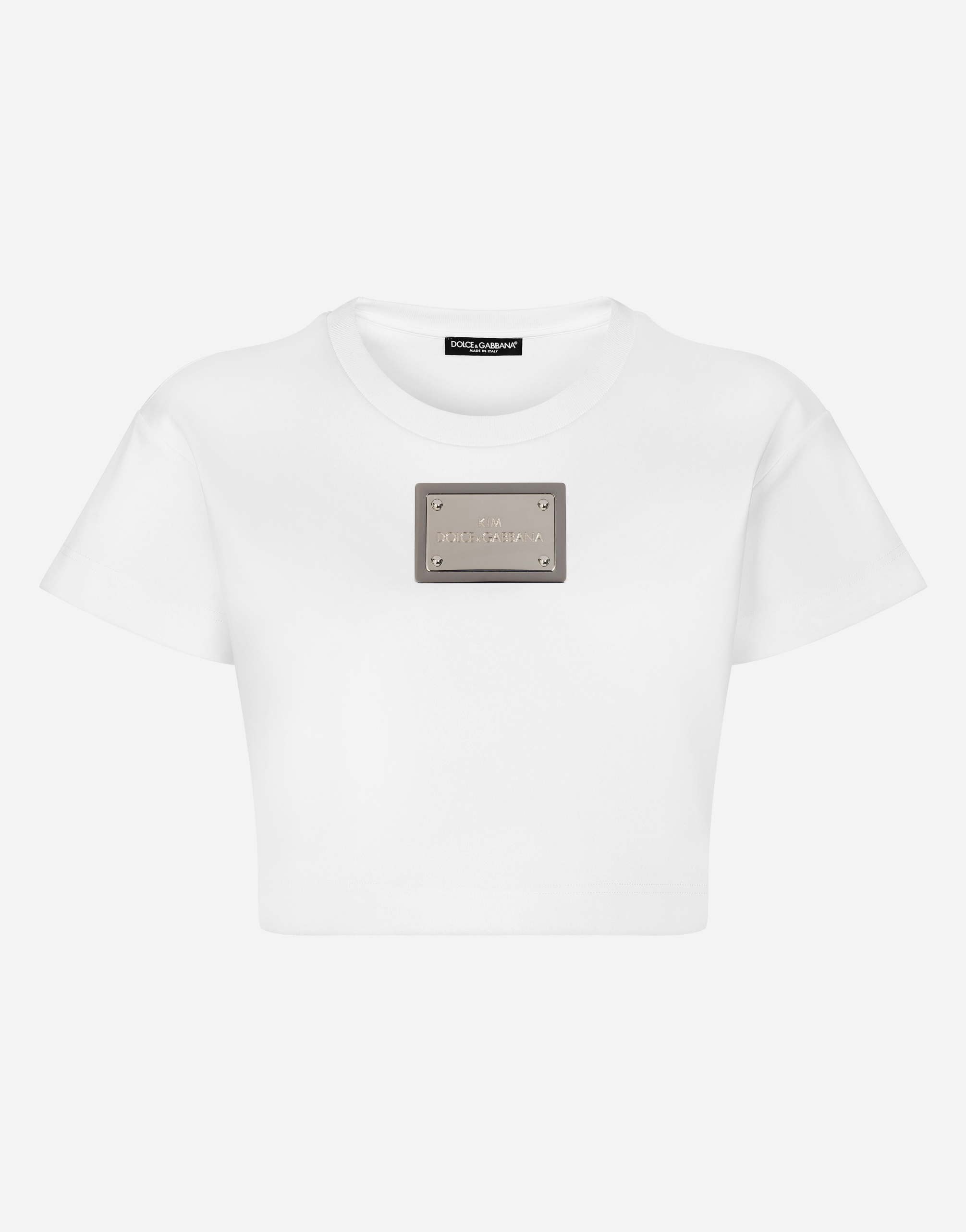KIM DOLCE&GABBANA Cropped T-shirt with “KIM Dolce&Gabbana” tag