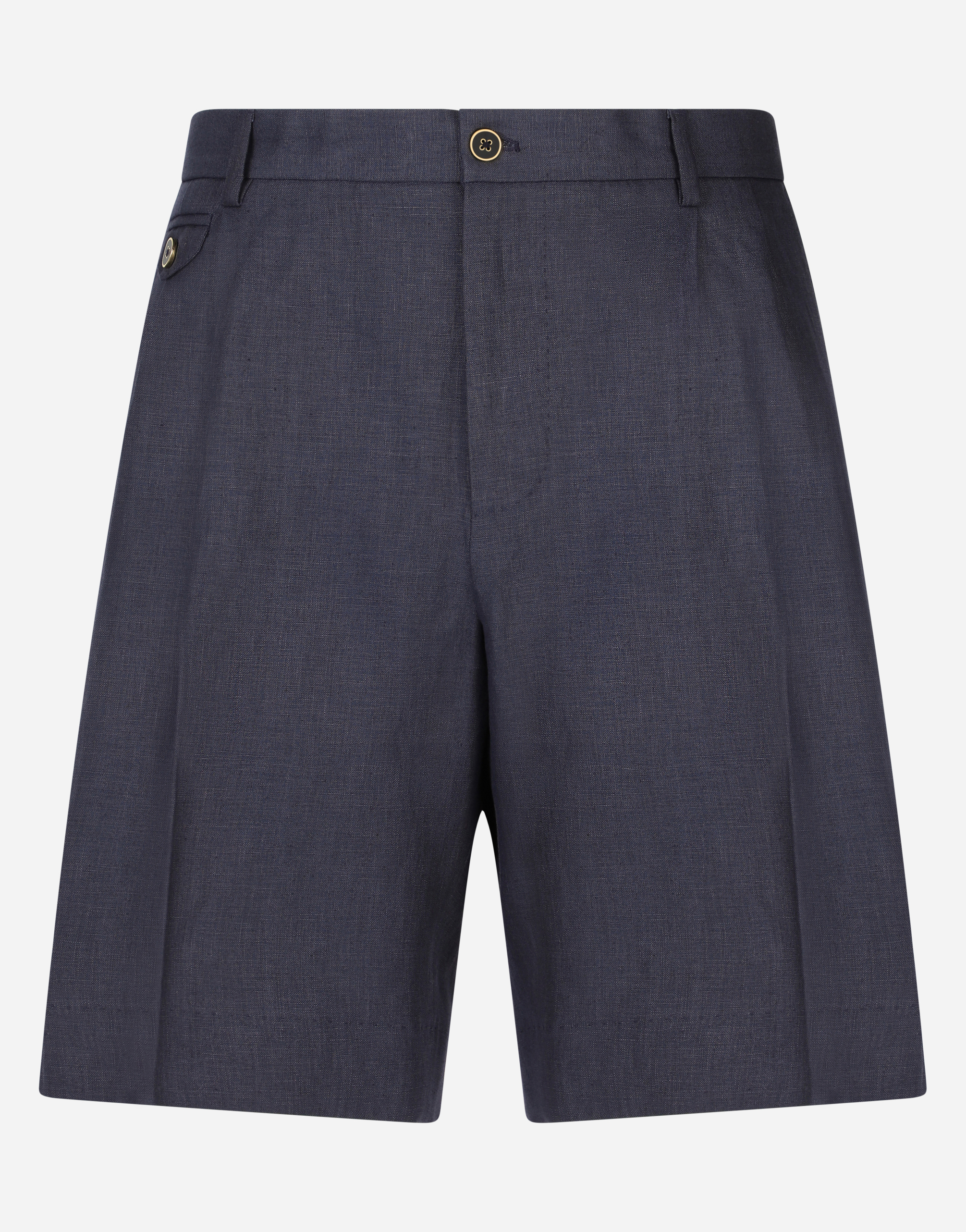 Shop Dolce & Gabbana Linen Shorts In Blue