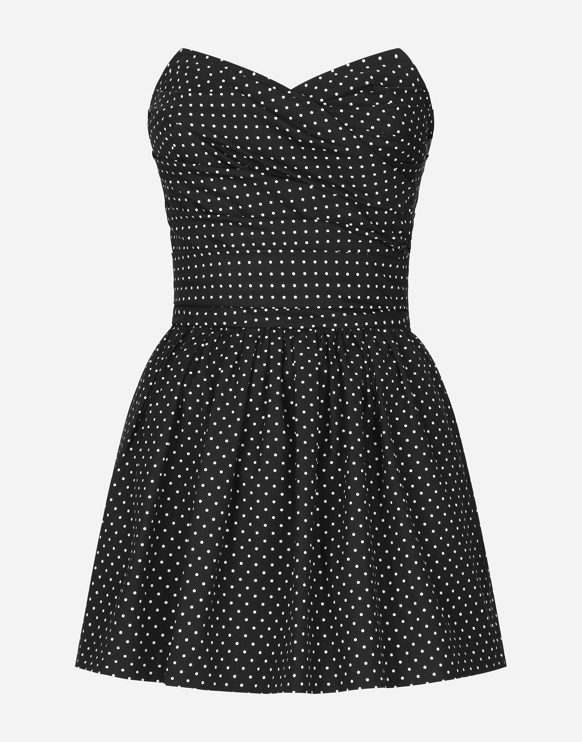 Shop Dolce & Gabbana Cotton Bustier Minidress With Polka-dot Print In プリ