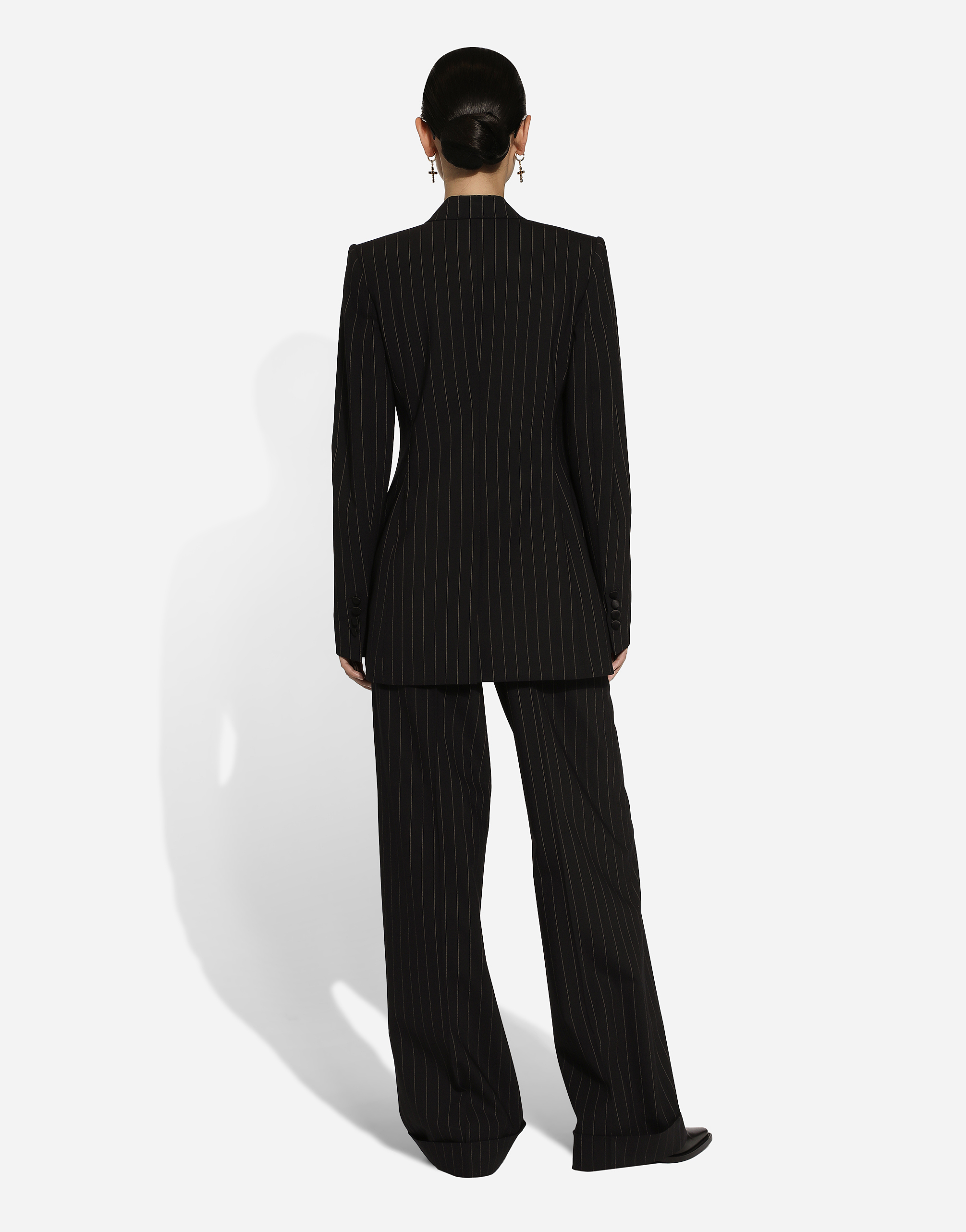 Shop Dolce & Gabbana Flared Pinstripe Wool Pants In Multicolor