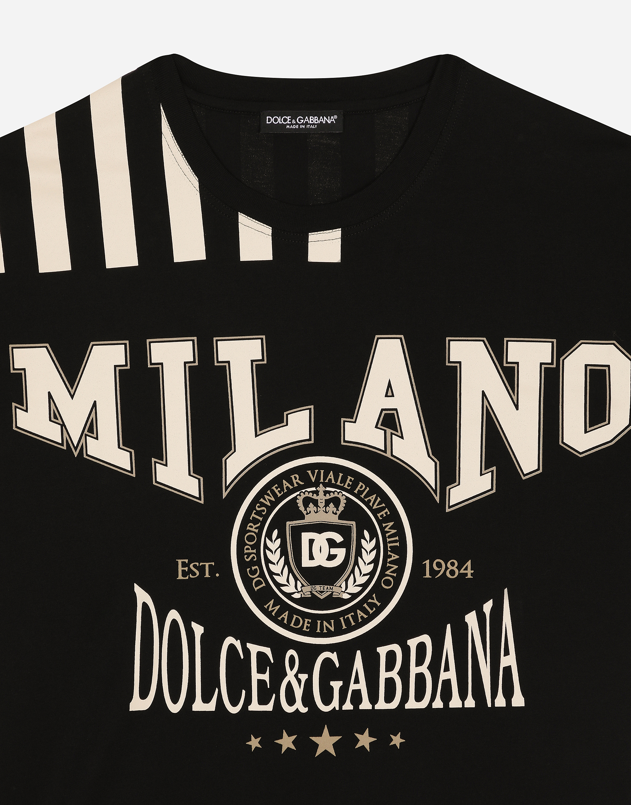 Shop Dolce & Gabbana Printed Cotton T-shirt With Dolce&gabbana Logo In Multicolor