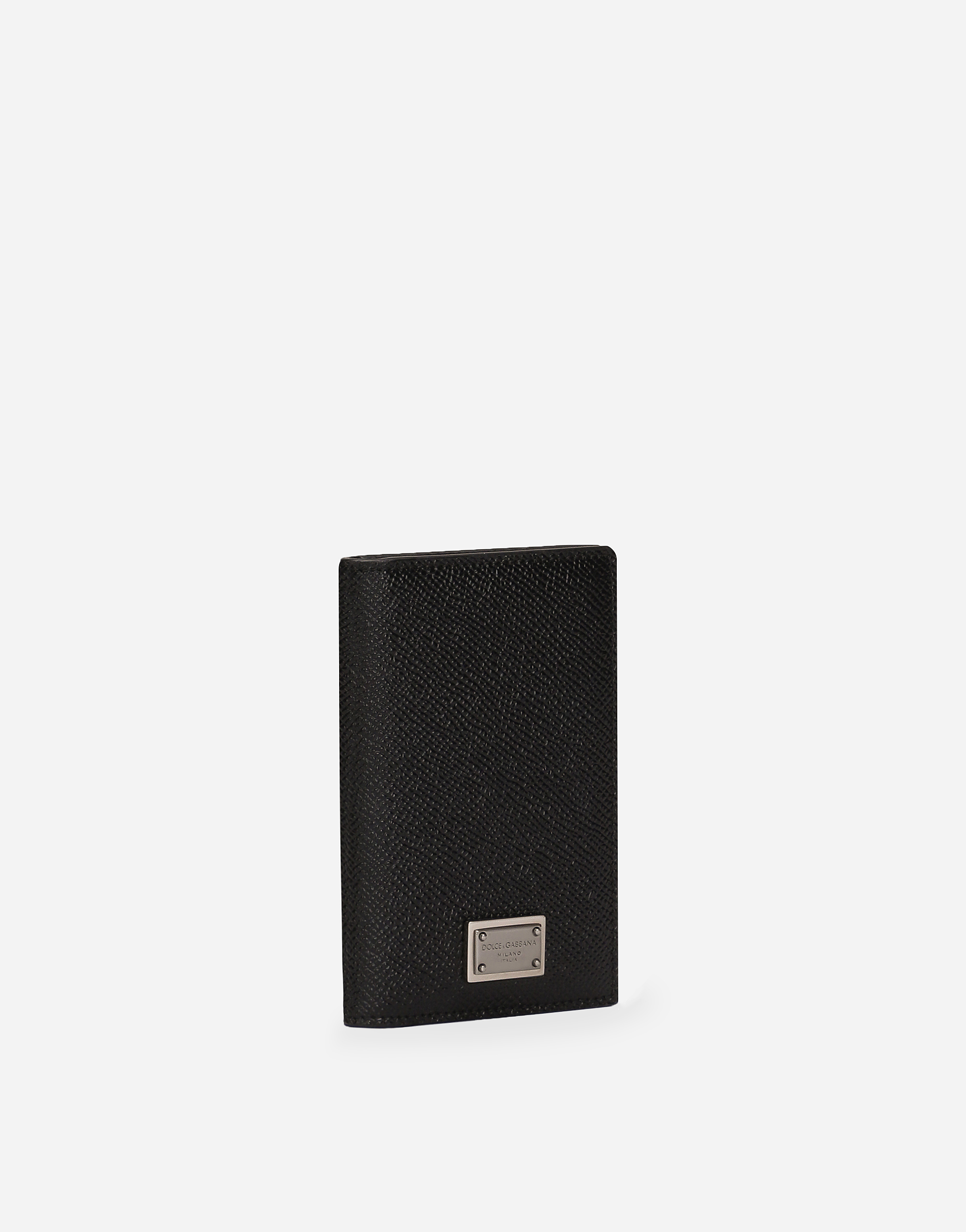 Shop Dolce & Gabbana Dauphine-print Calfskin Bifold Card Holder In Black