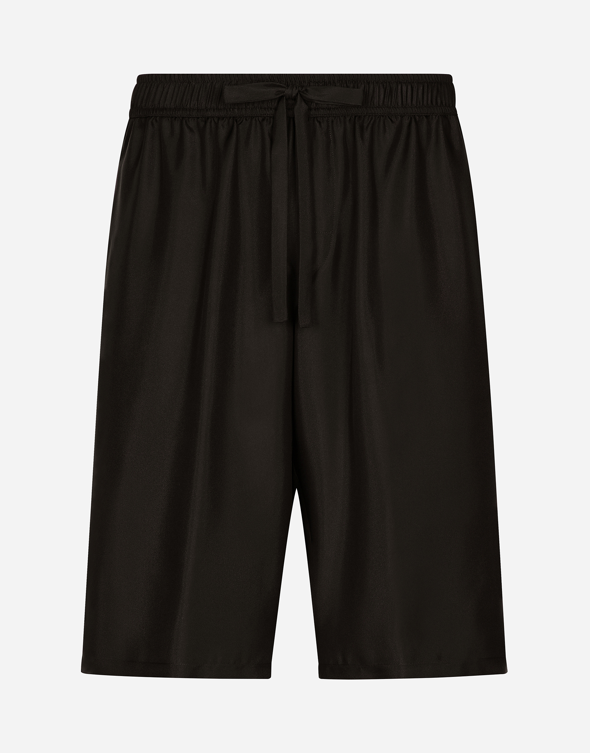 Shop Dolce & Gabbana Embroidered Silk Jogging Shorts In Black