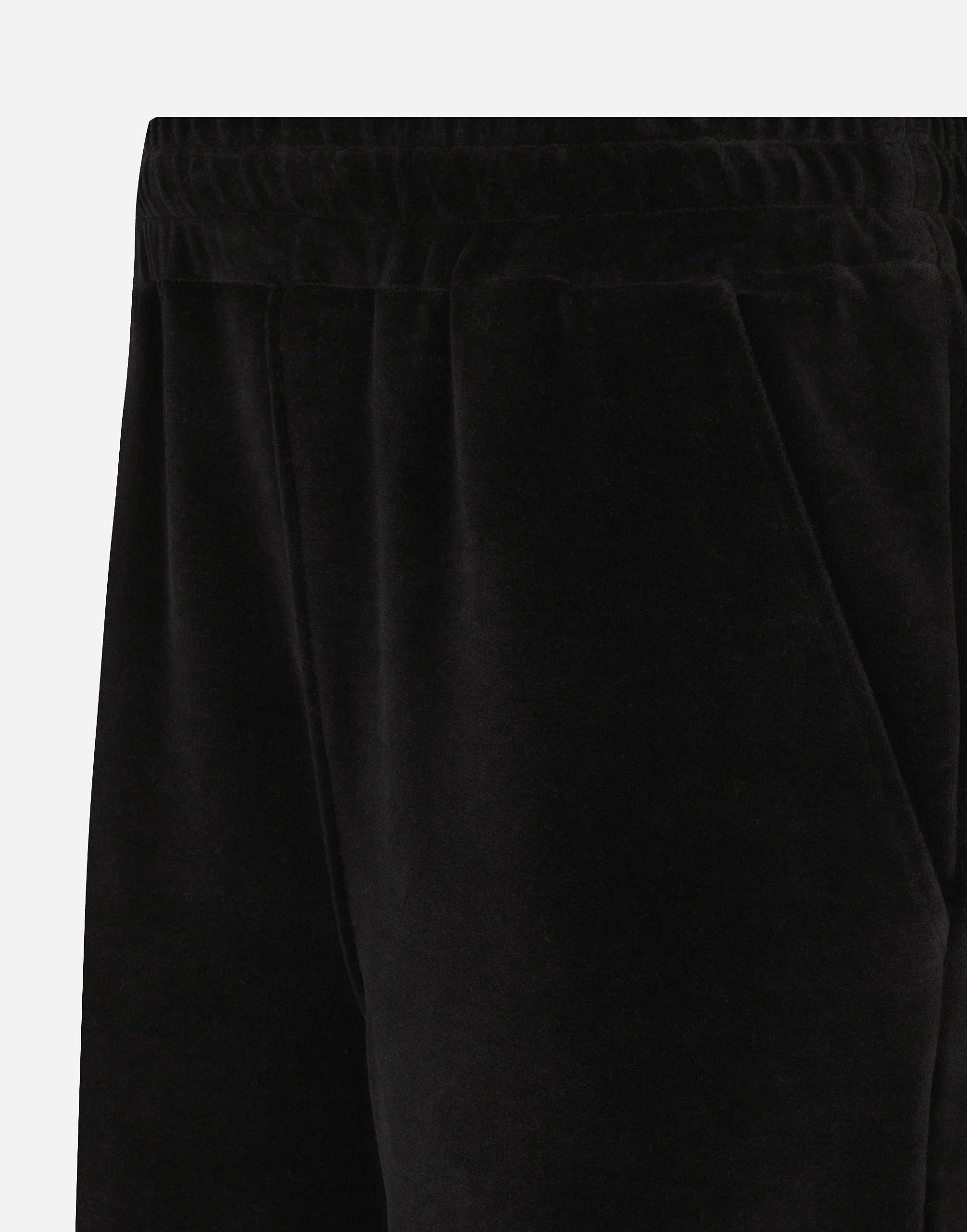 Shop Dolce & Gabbana Cotton Chenille Jogging Pants With Dg Logo In ブラック