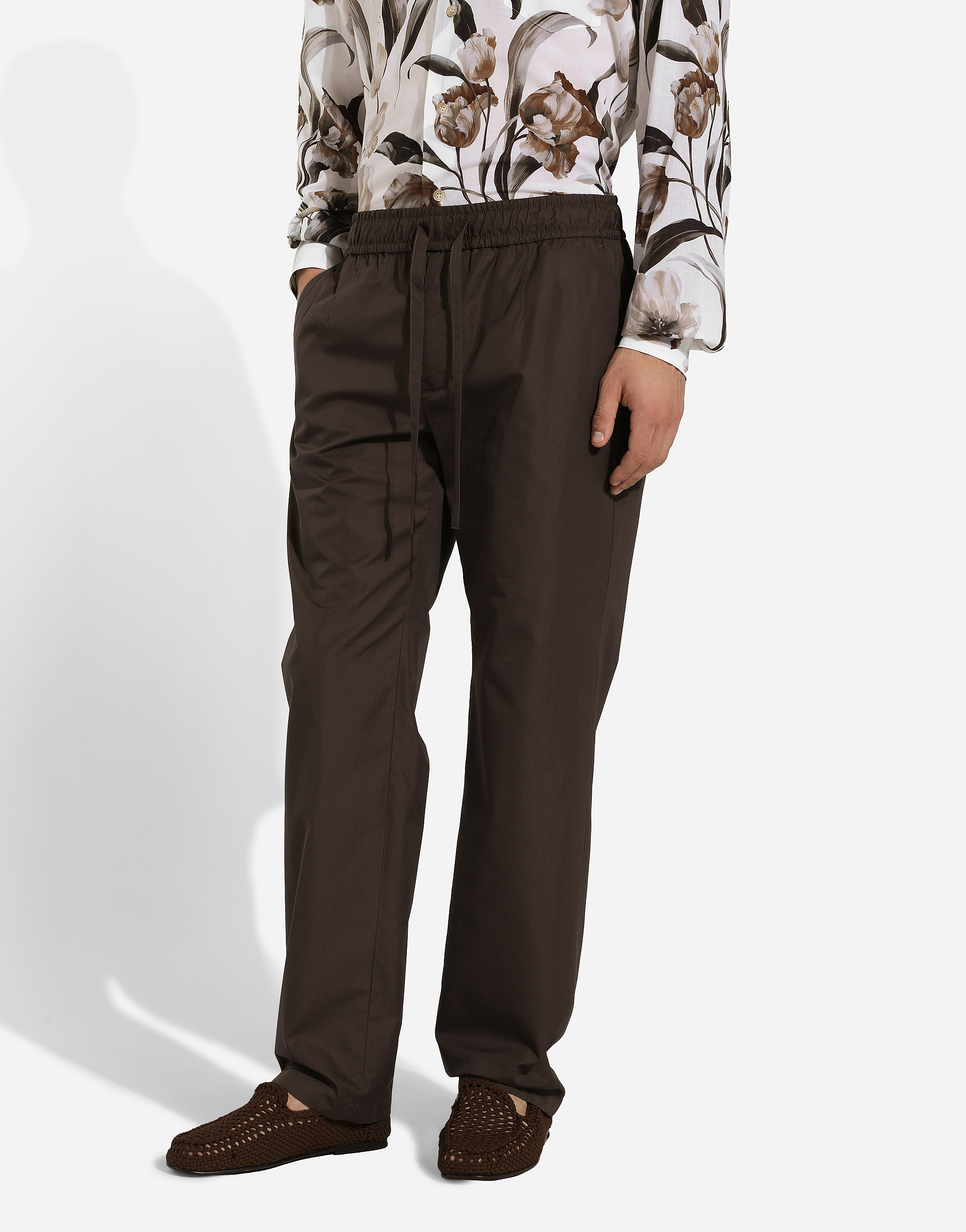 Shop Dolce & Gabbana Poplin Jogging Pants In Brown