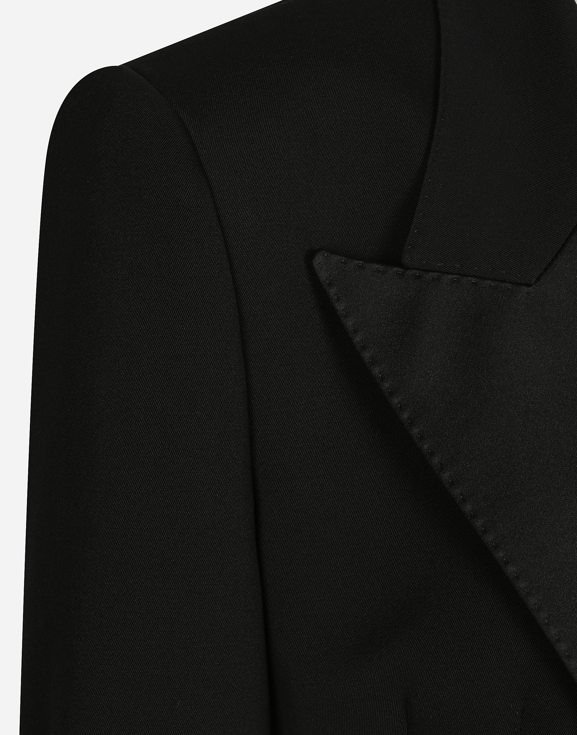 Shop Dolce & Gabbana Short Wool Gabardine Tuxedo Jacket In Black