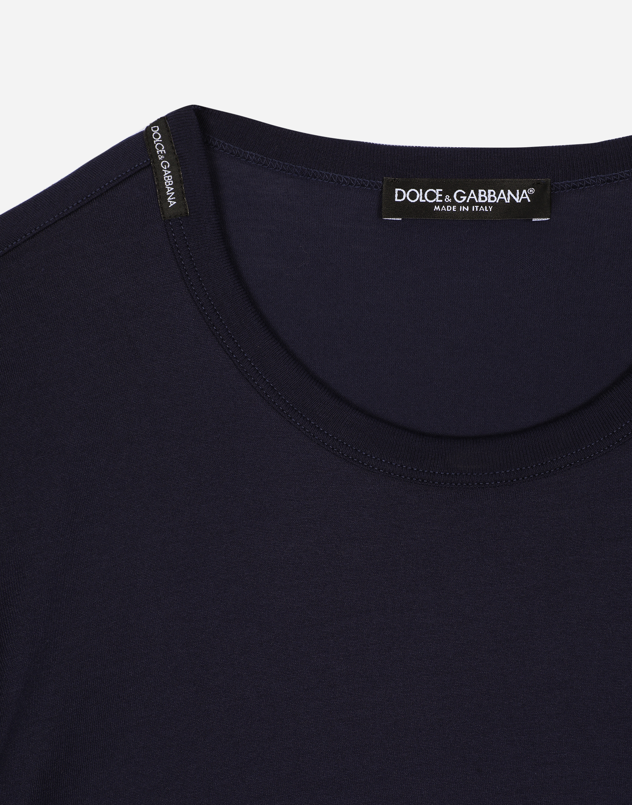 Shop Dolce & Gabbana Cotton T-shirt With Embroidery In Blue
