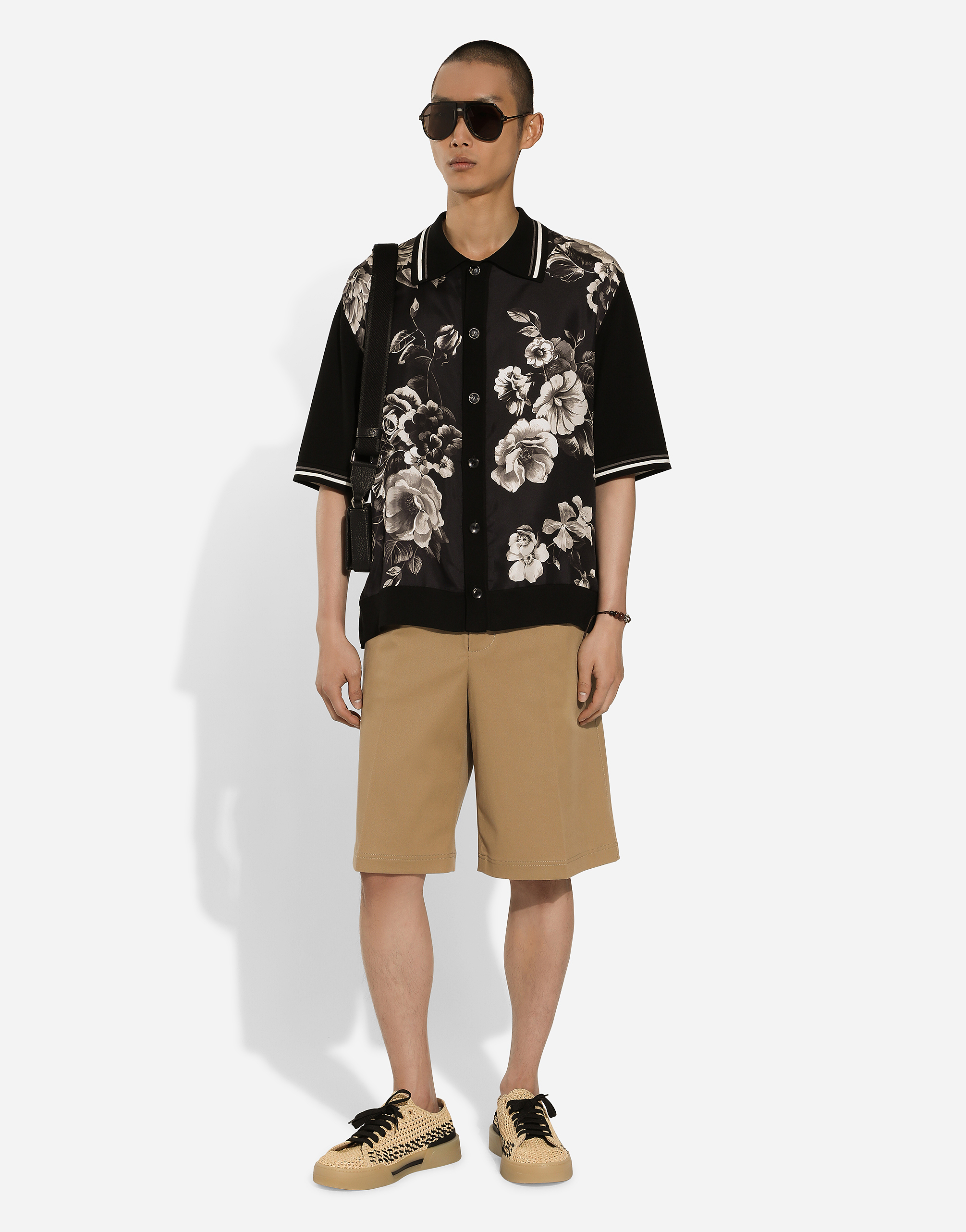 Shop Dolce & Gabbana Oversize Silk And Cotton Shirt With Floral Print