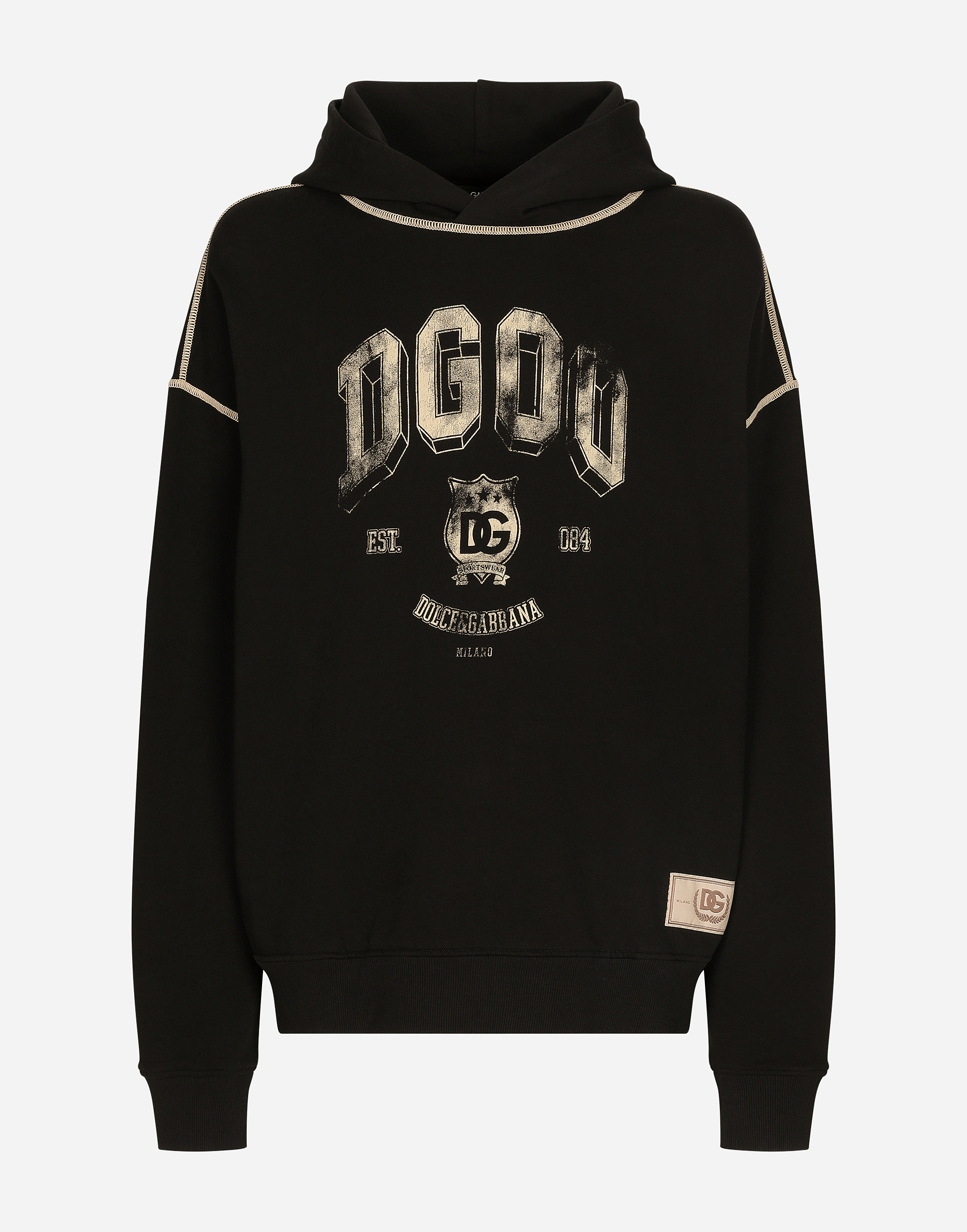 Shop Dolce & Gabbana Oversize Hoodie With Logo In Black