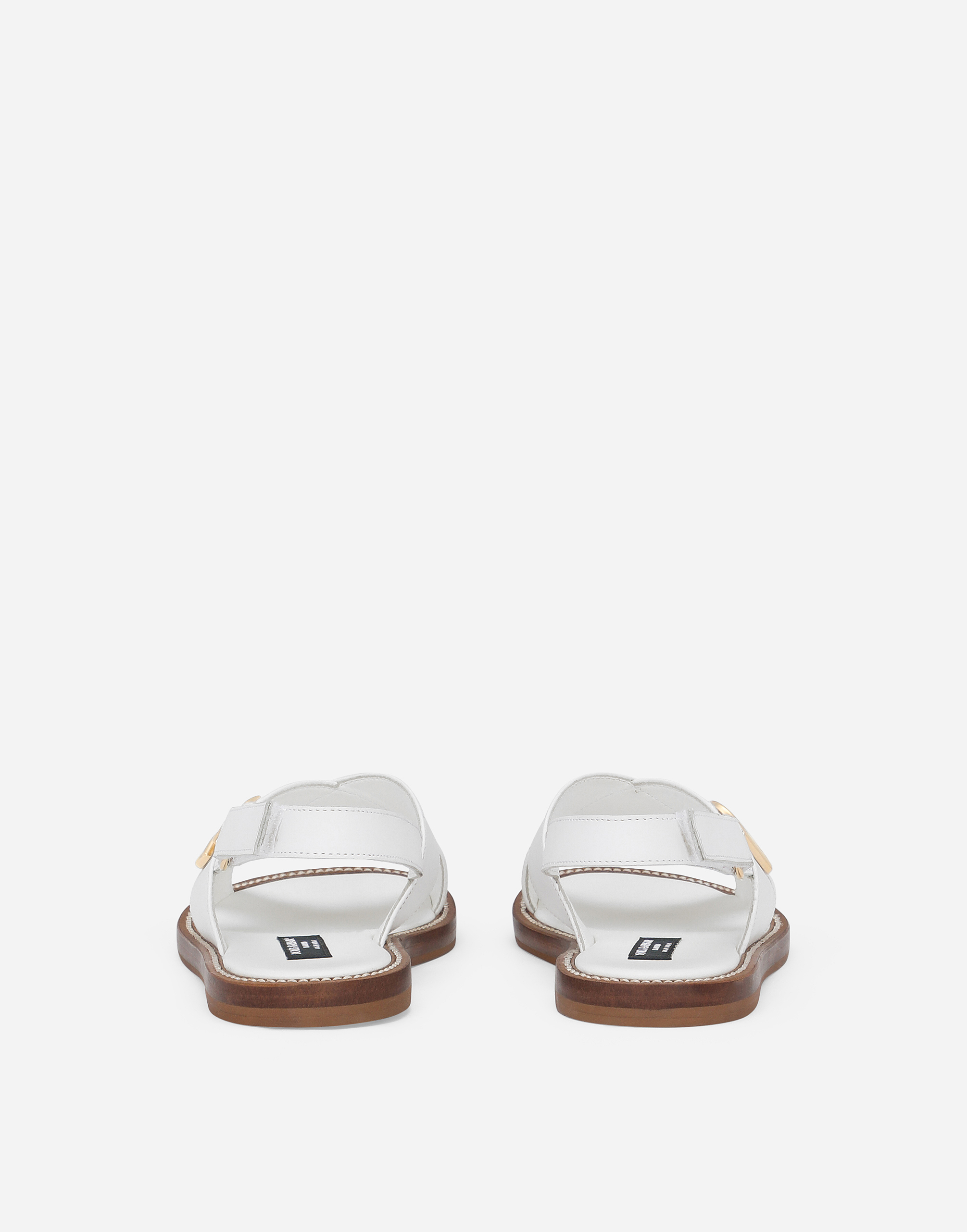 Shop Dolce & Gabbana Calfskin Sandals With Dg Logo In White