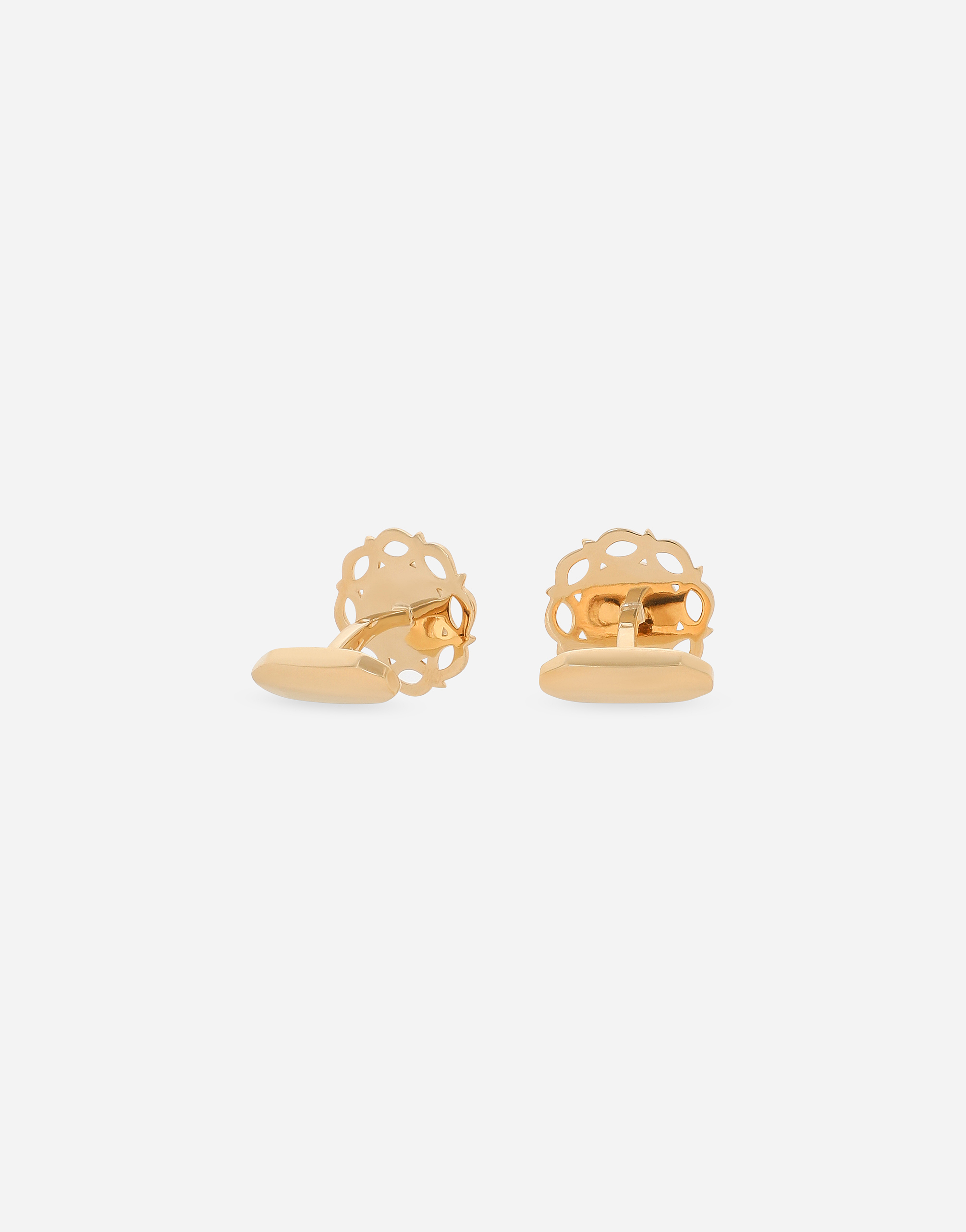 Shop Dolce & Gabbana Floral Enameled Cufflinks In Gold