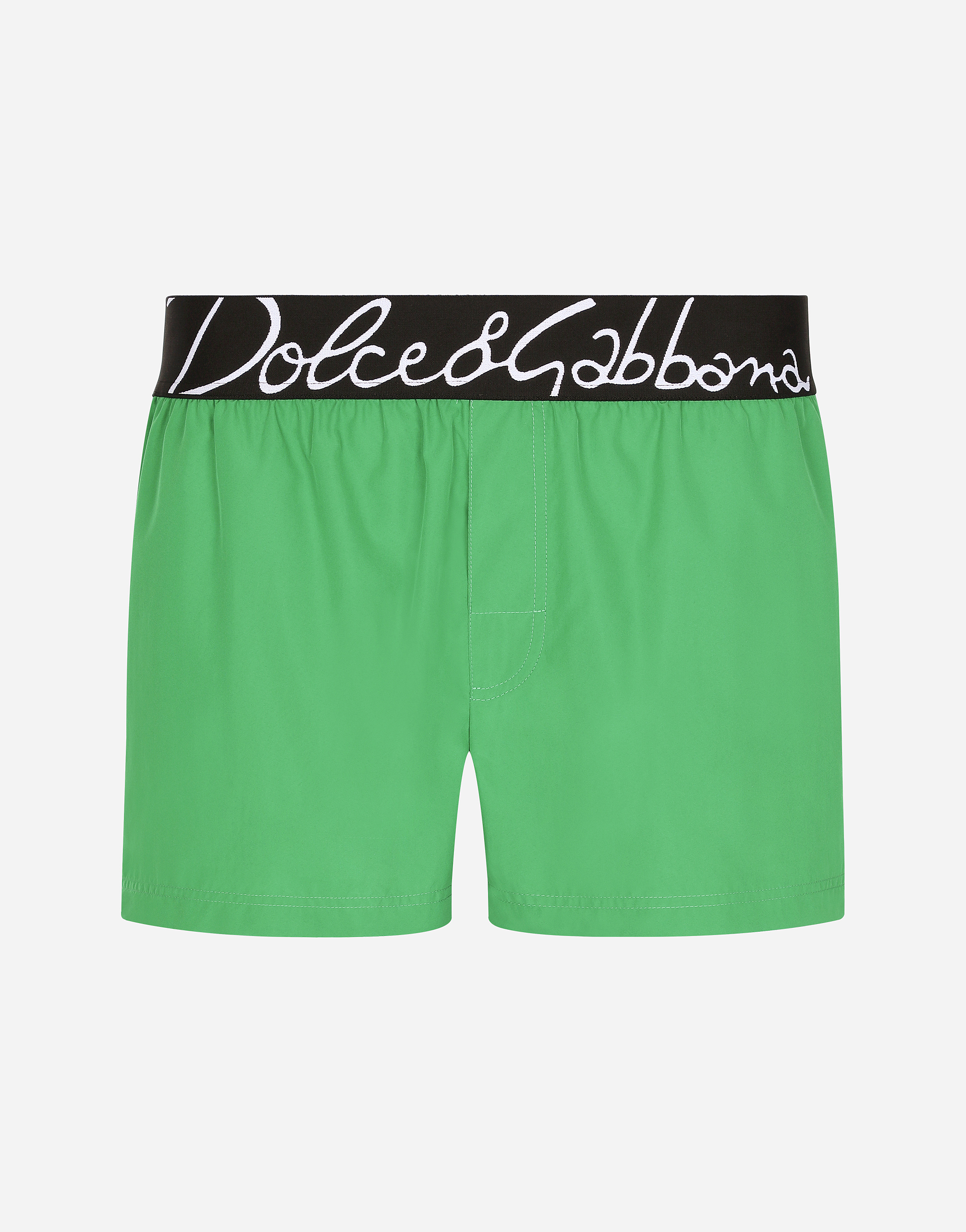 Shop Dolce & Gabbana Short Swim Trunks With Dolce&gabbana Logo In グリーン