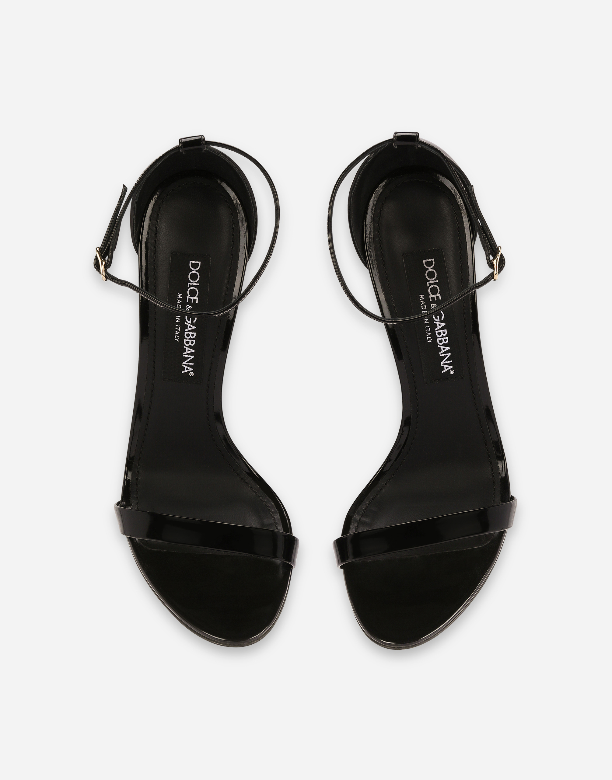 Polished calfskin sandals in Black for Women | Dolce&Gabbana®