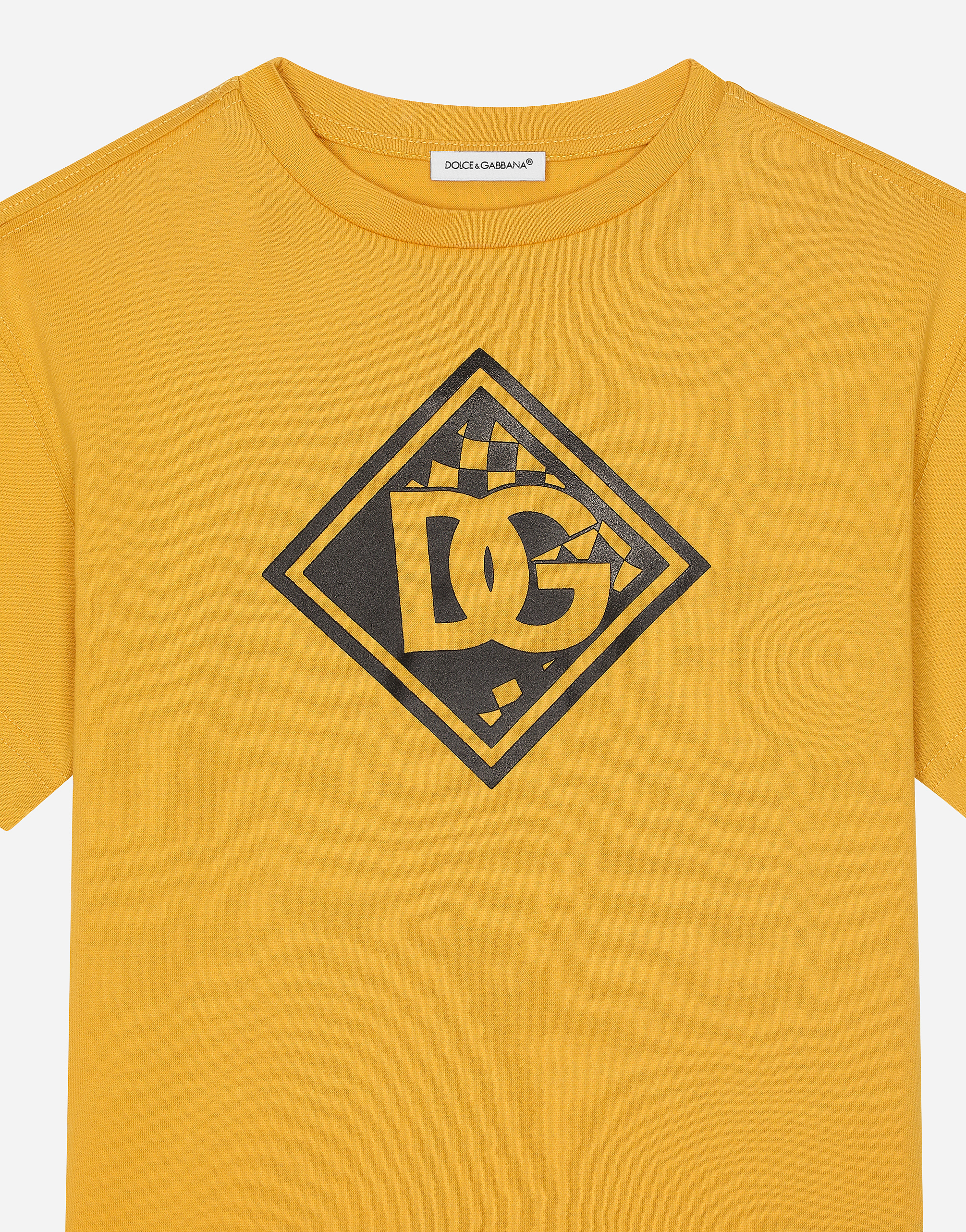 Shop Dolce & Gabbana Jersey T-shirt With Dg Logo In Yellow