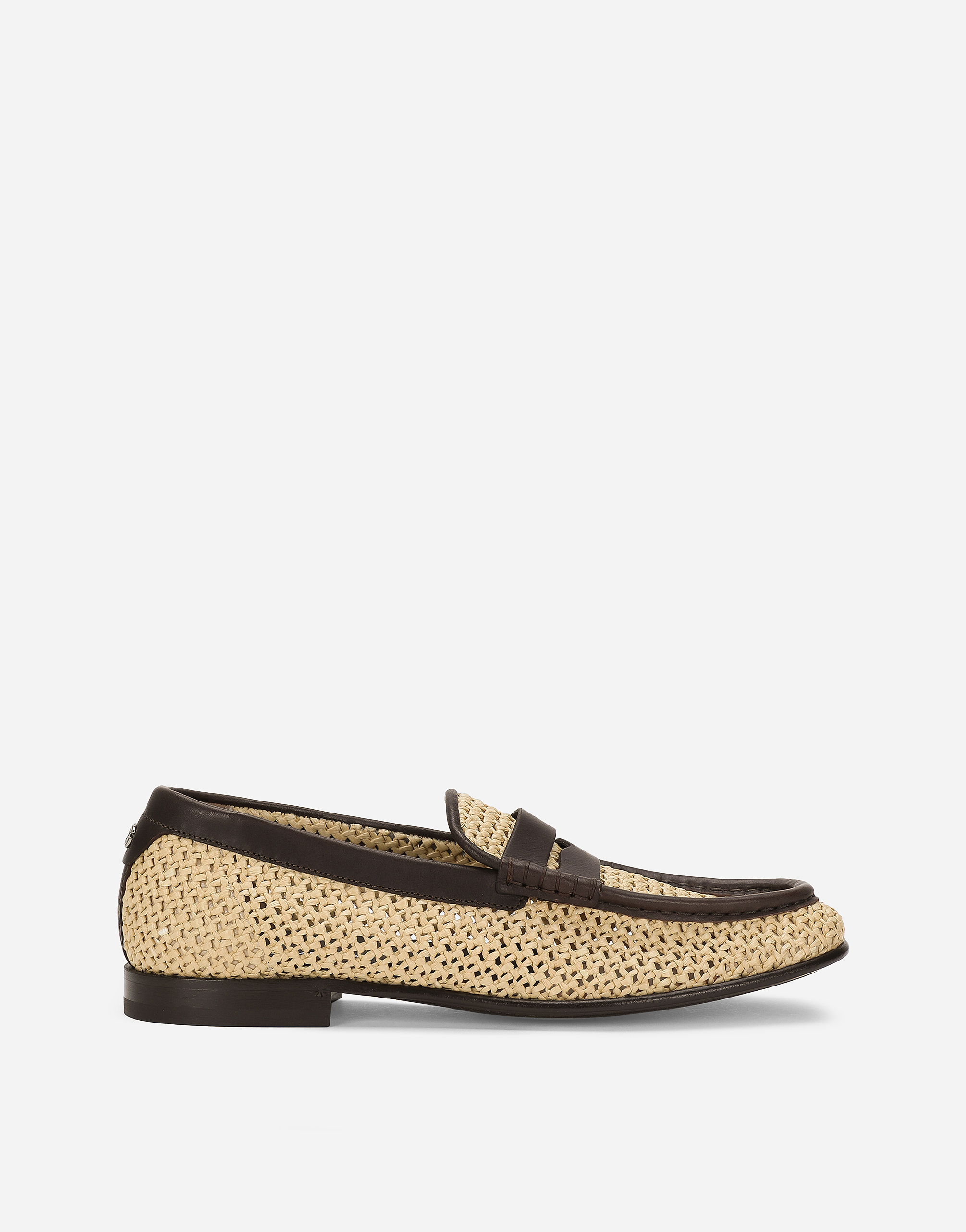 Shop Dolce & Gabbana Woven Raffia Loafers In Beige