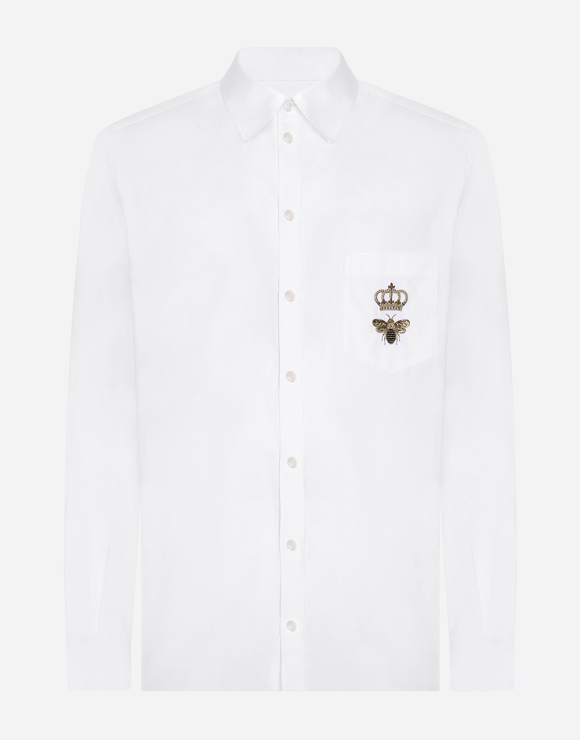 Dolce & Gabbana Camicia Martini Cotone Con Ricamo In White