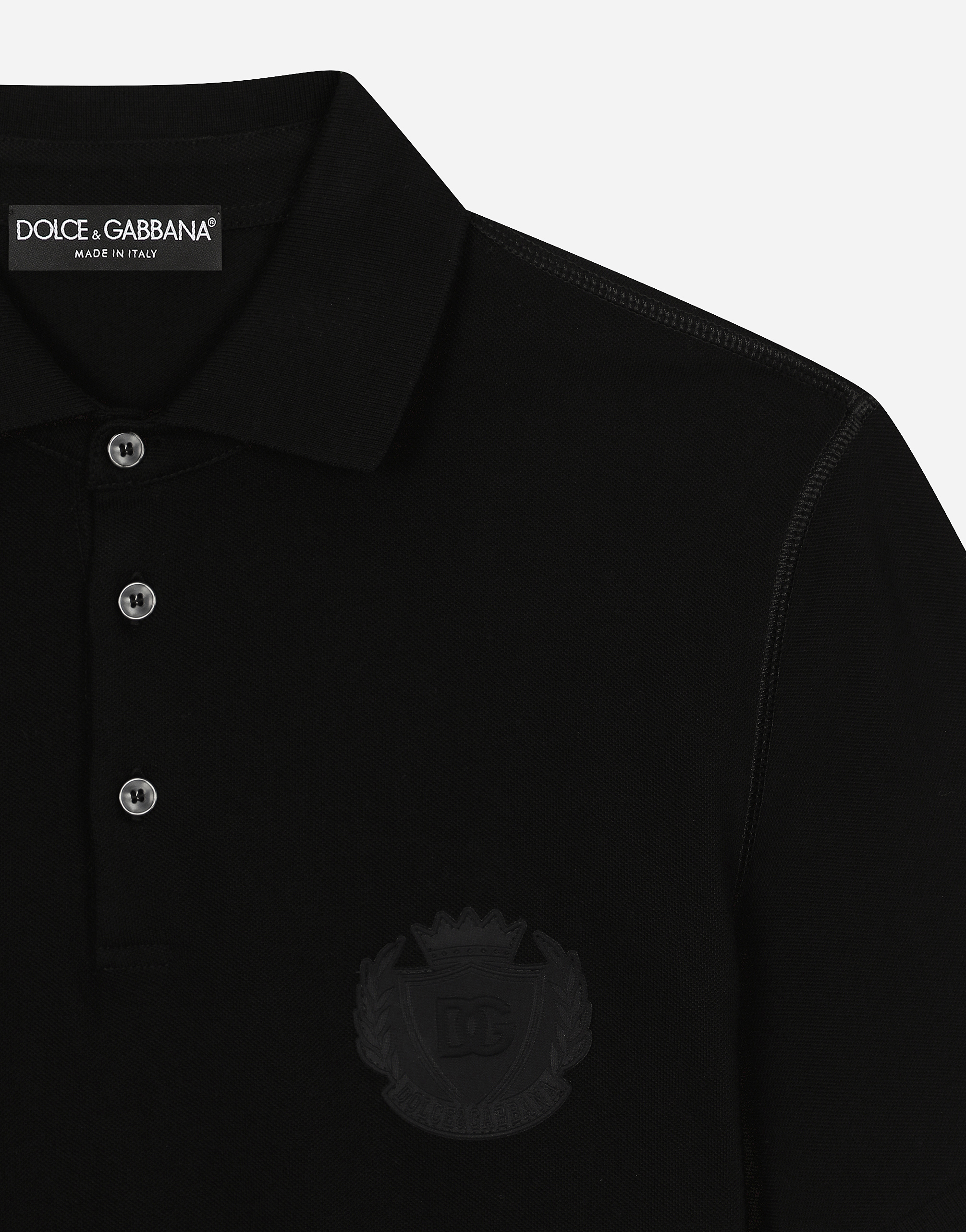 Shop Dolce & Gabbana Cotton Polo-shirt With Dg Logo Embroidery In ブラック