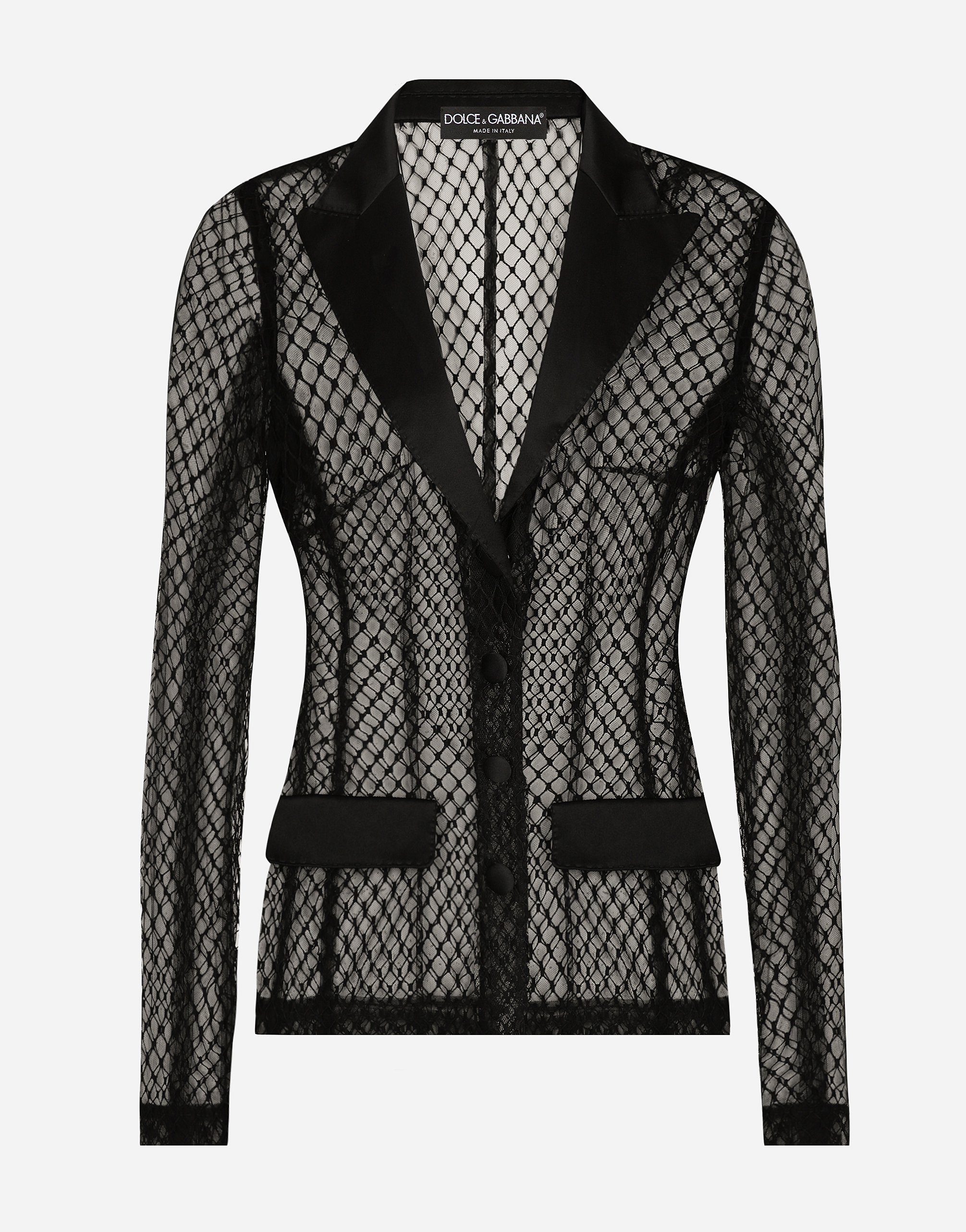 Shop Dolce & Gabbana Single-breasted Mesh Dolce Tuxedo Jacket In Black