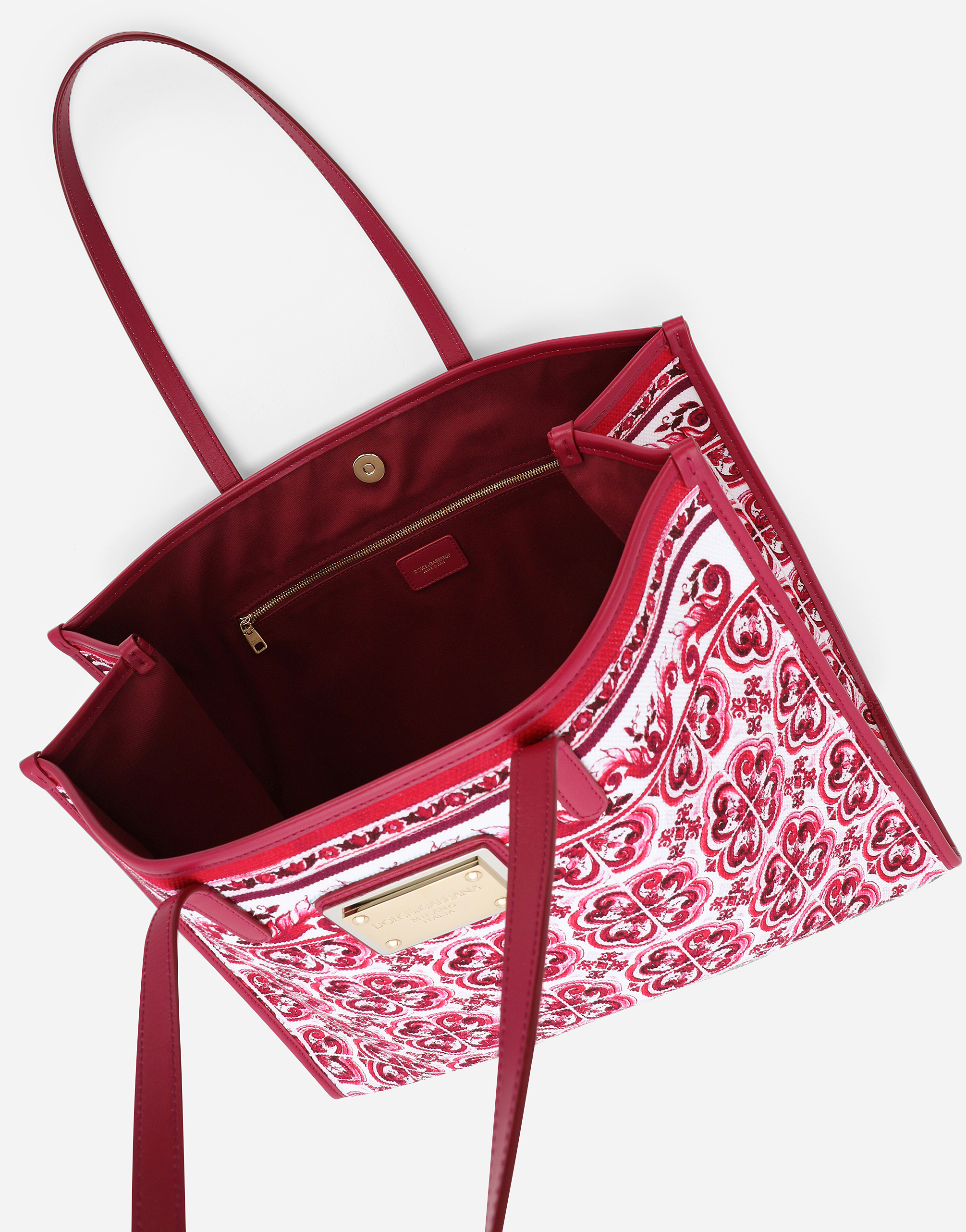 Borsa shopper grande con tracolla logata Donna, Fucsia