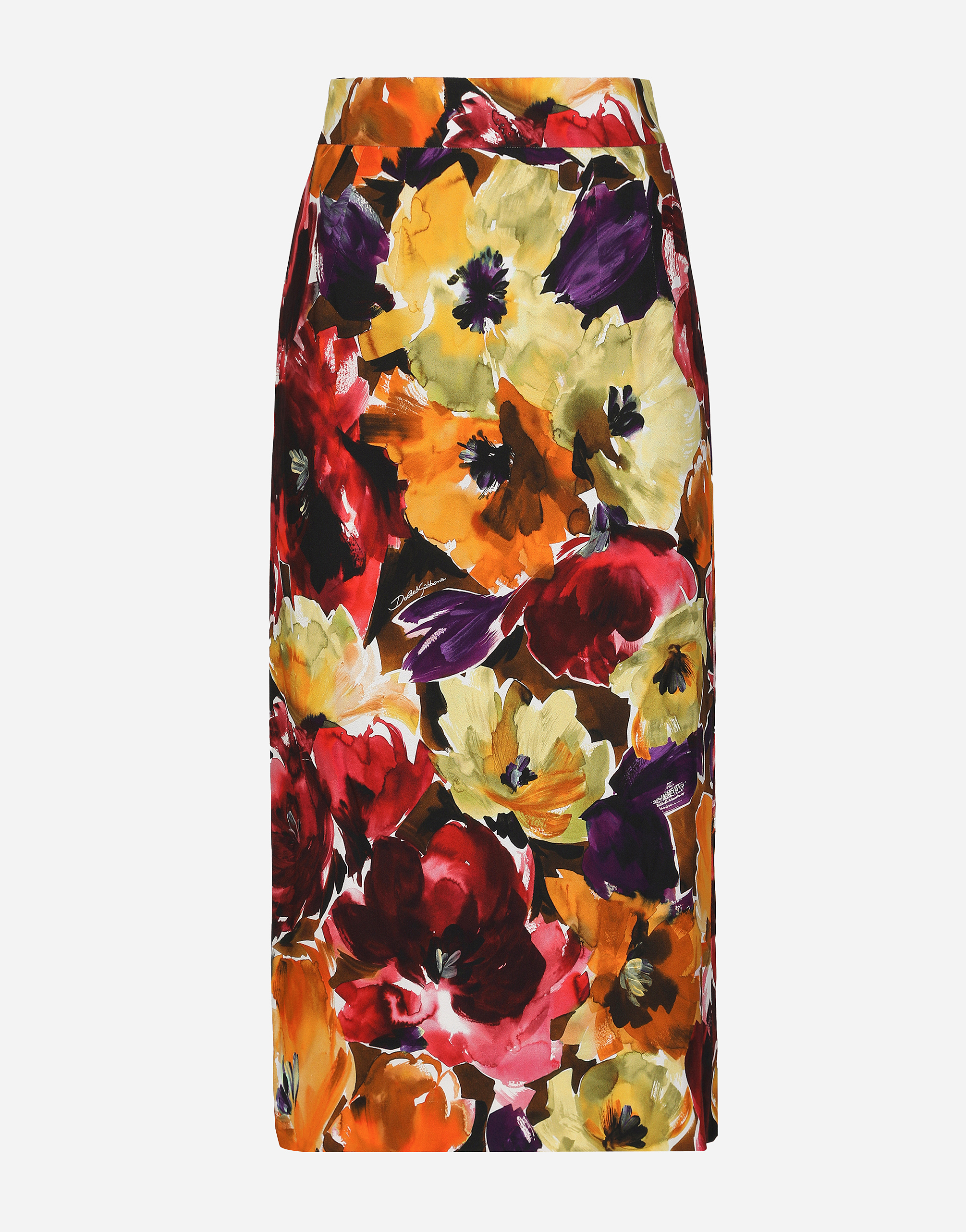 Cady calf length skirt with abstract flower print in Print for Women Dolce Gabbana